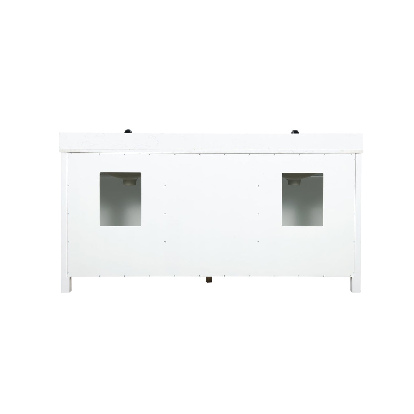 Kinsley 72" Double Bathroom Vanity Set in White and Carrara White Marble Countertop without Mirror