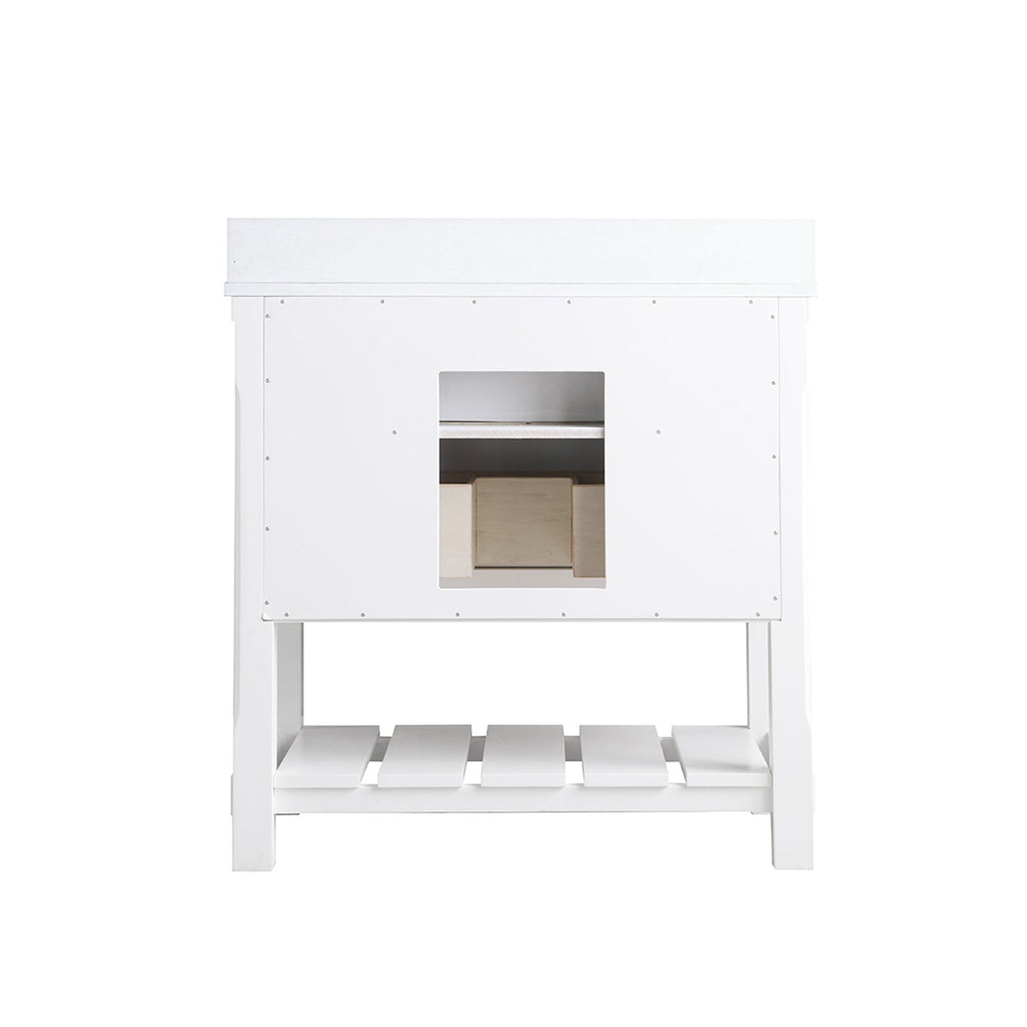 Georgia 36" Single Bathroom Vanity Set in White and Aosta White Composite Stone Top with White Farmhouse Basin without Mirror