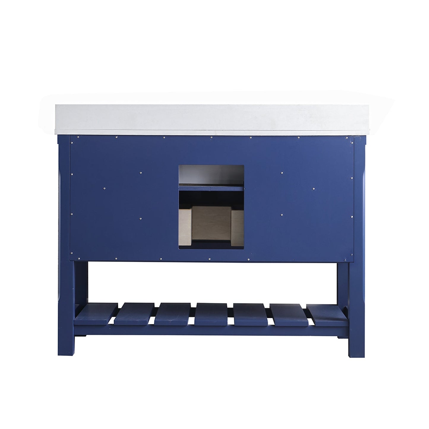 Georgia 48" Single Bathroom Vanity Set in Jewelry Blue and Aosta White Composite Stone Top with White Farmhouse Basin without Mirror