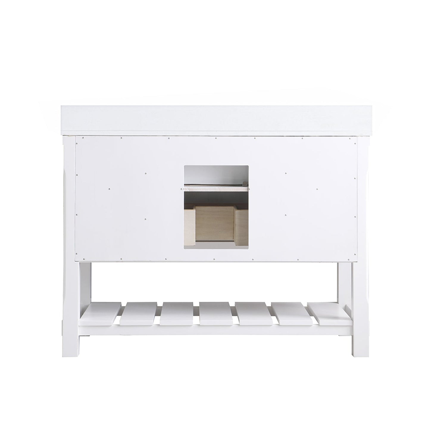 Georgia 48" Single Bathroom Vanity Set in White and Aosta White Composite Stone Top with White Farmhouse Basin without Mirror