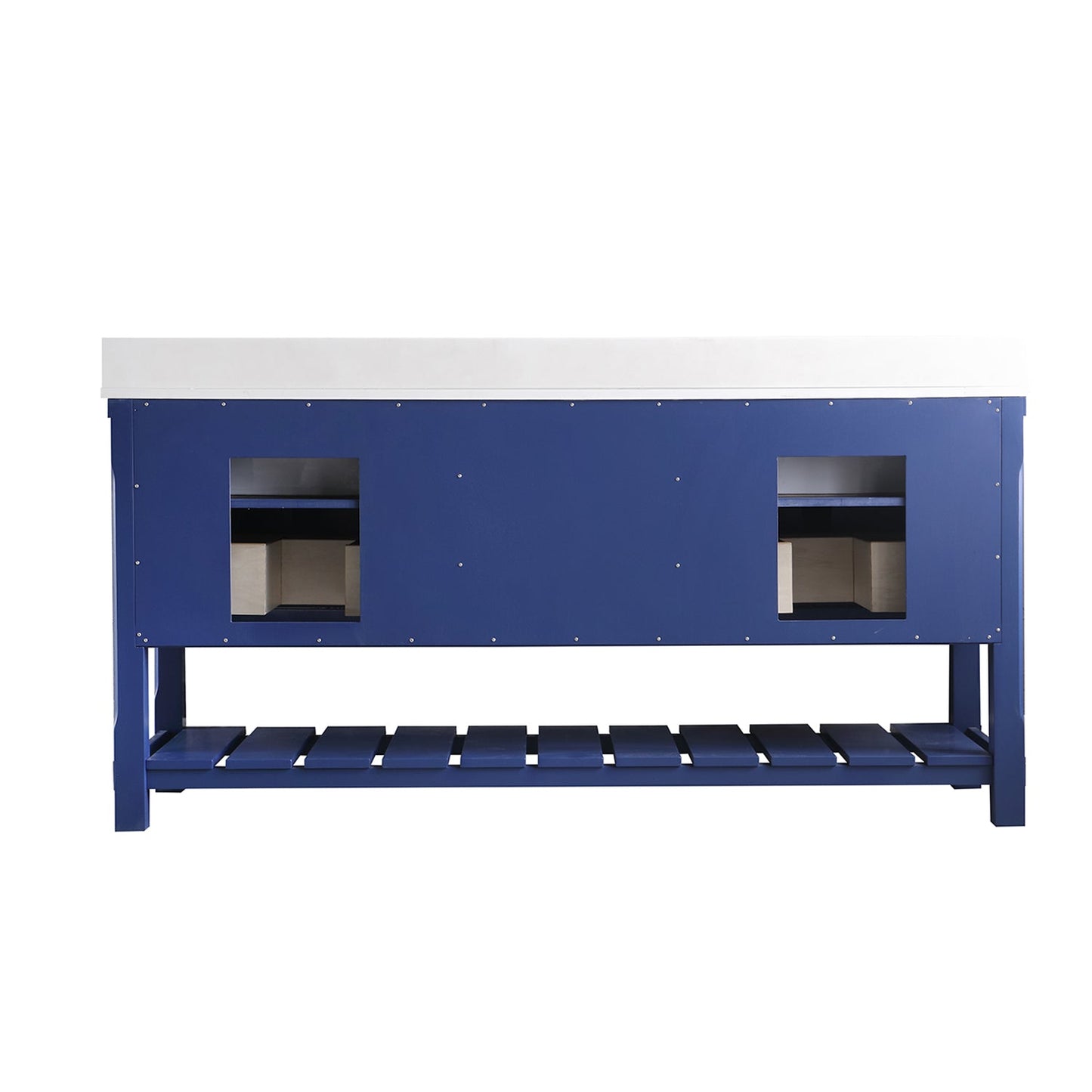 Georgia 72" Double Bathroom Vanity Set in Jewelry Blue and Aosta White Composite Stone Top with White Farmhouse Basin without Mirror