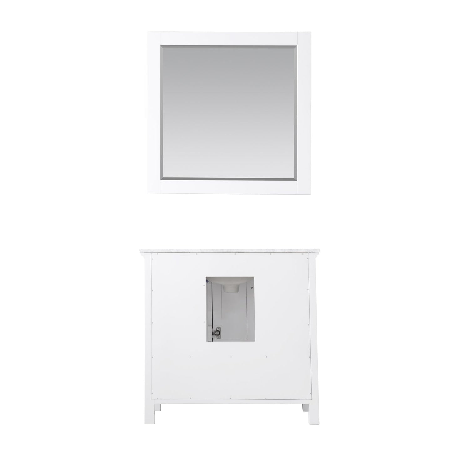 Isla 36" Single Bathroom Vanity Set in White and Carrara White Marble Countertop with Mirror