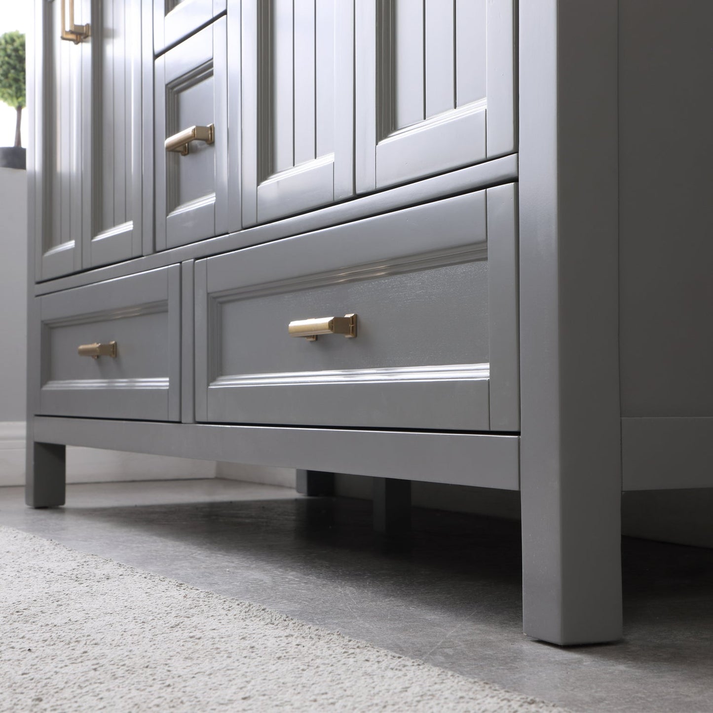 Isla 60" Double Bathroom Vanity Set in Gray and Carrara White Marble Countertop without Mirror