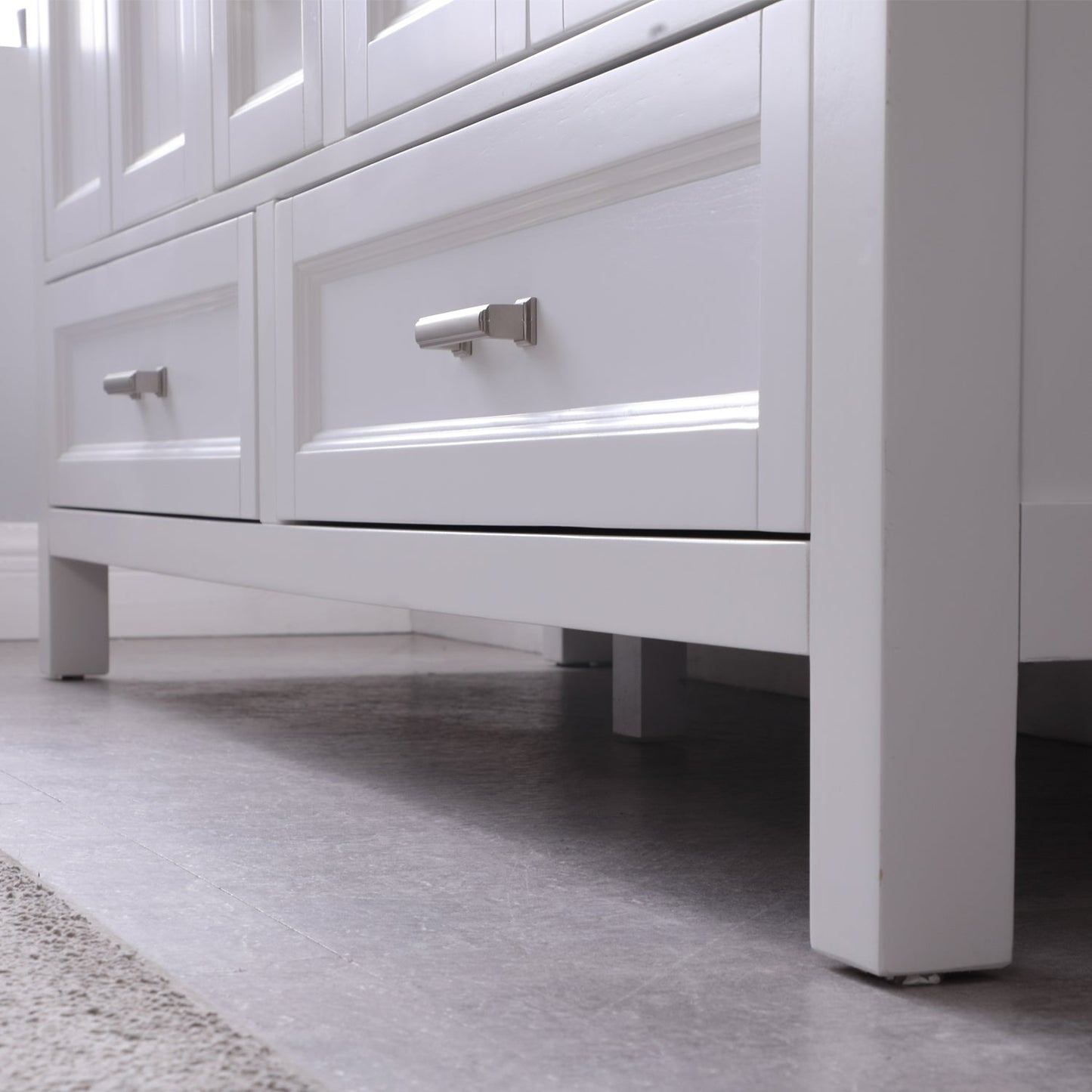 Isla 60" Double Bathroom Vanity Set in White and Carrara White Marble Countertop without Mirror