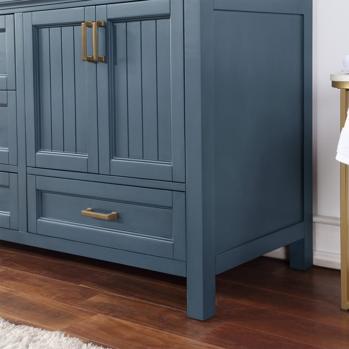 Isla 72" Double Bathroom Vanity Set in Classic Blue and Aosta White Engineered Stone Countertop with Mirror