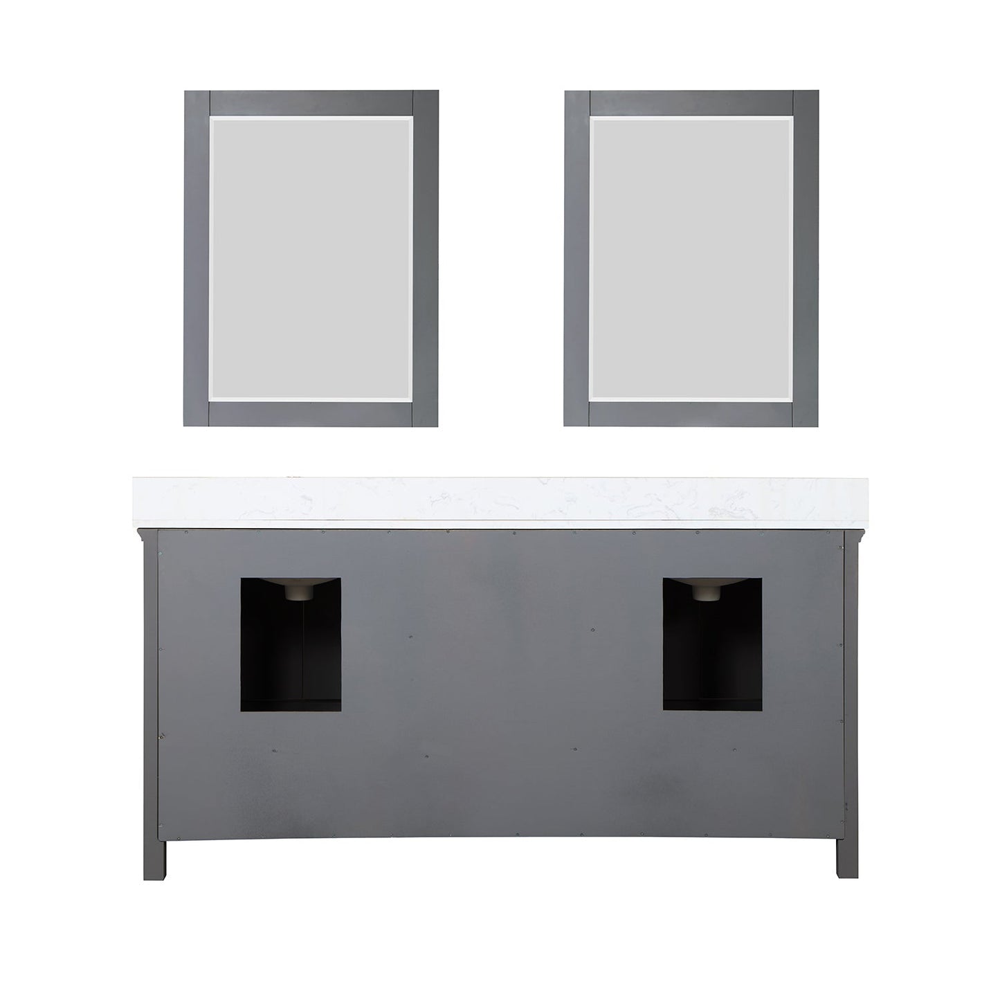 Isla 72" Double Bathroom Vanity Set in Gray and Aosta White Engineered Stone Countertop with Mirror