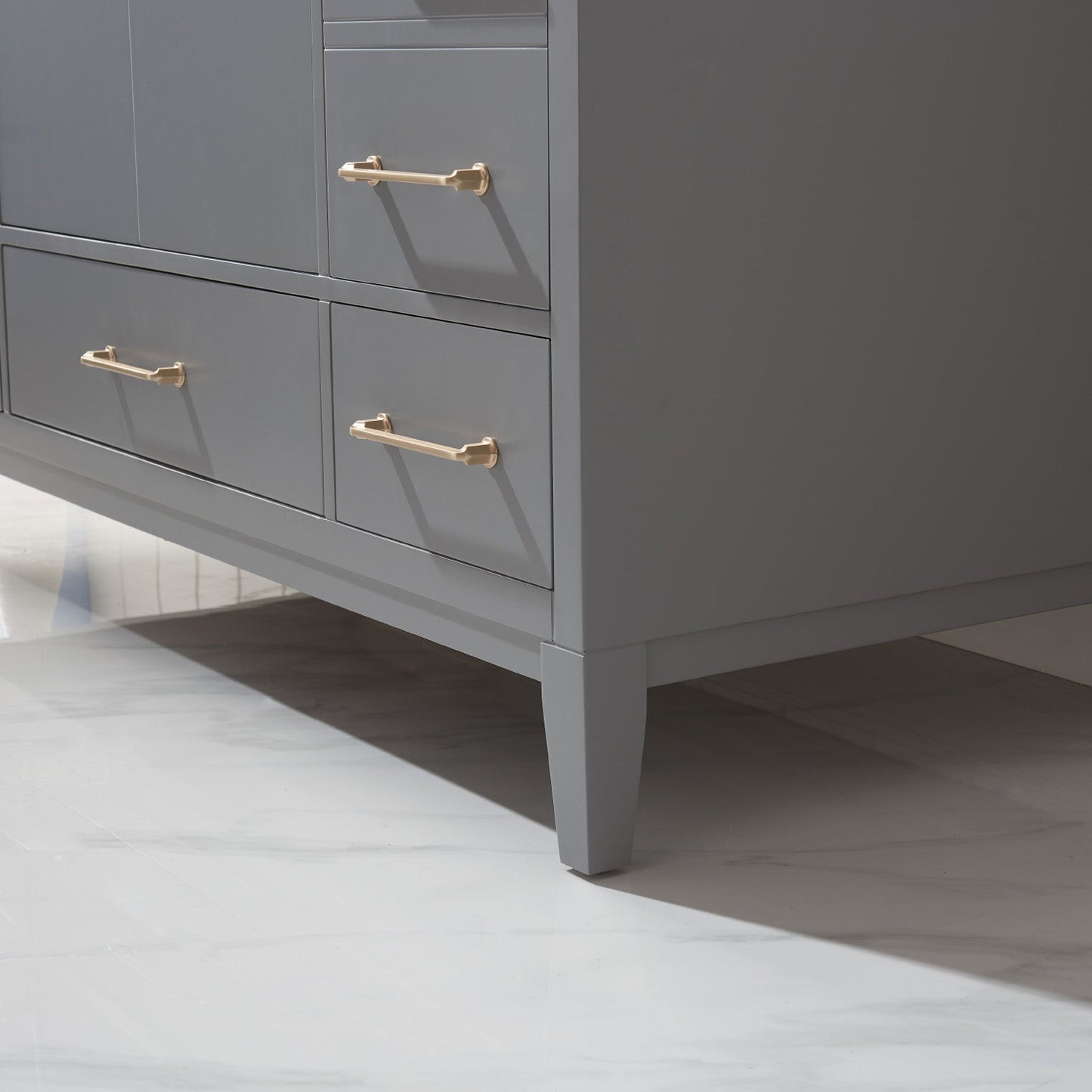 Sutton 48" Single Bathroom Vanity Set in Gray and Carrara White Marble Countertop with Mirror