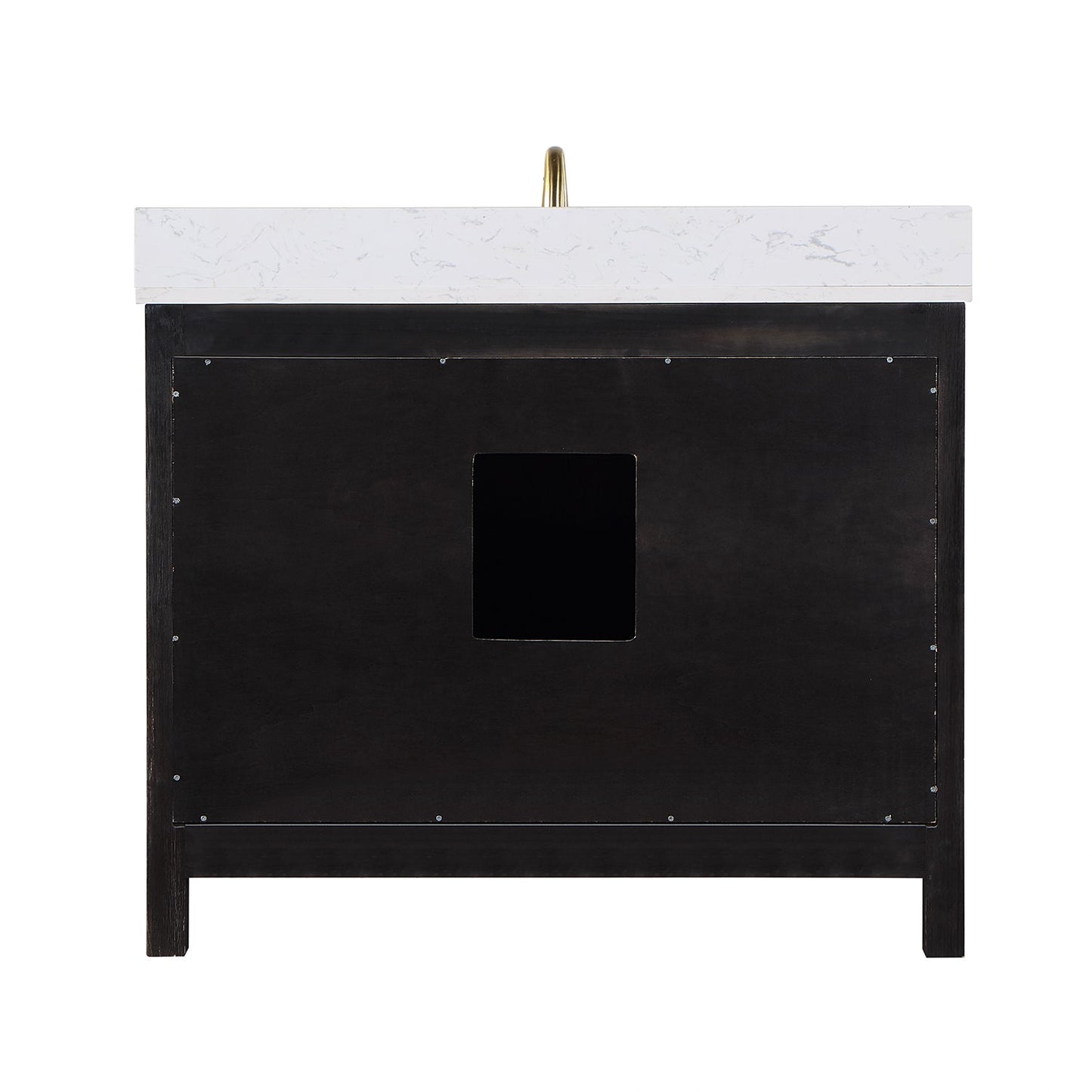 Hadiya 42" Single Bathroom Vanity Set in Black Oak with Aosta White Engineered Stone Countertop without Mirror