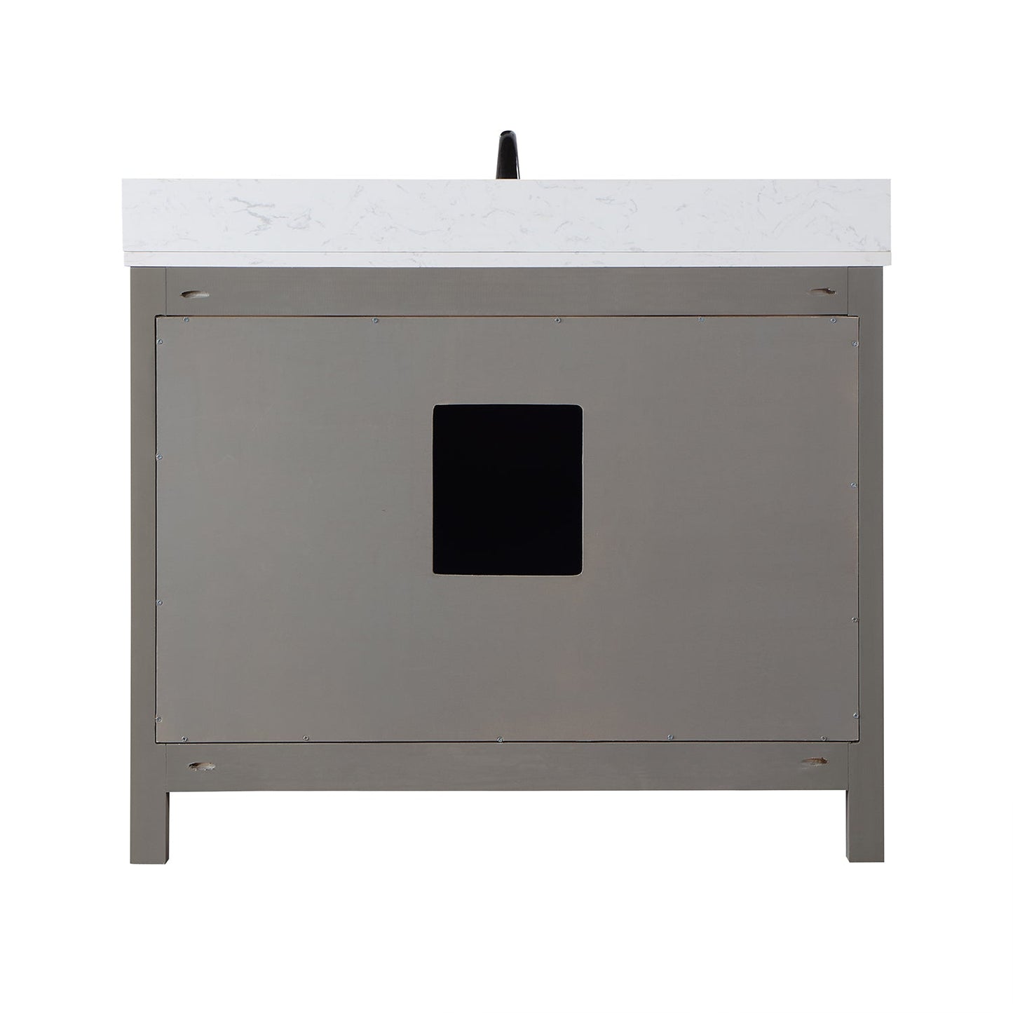 Hadiya 42" Single Bathroom Vanity Set in Gray Pine with Aosta White Engineered Stone Countertop with Mirror
