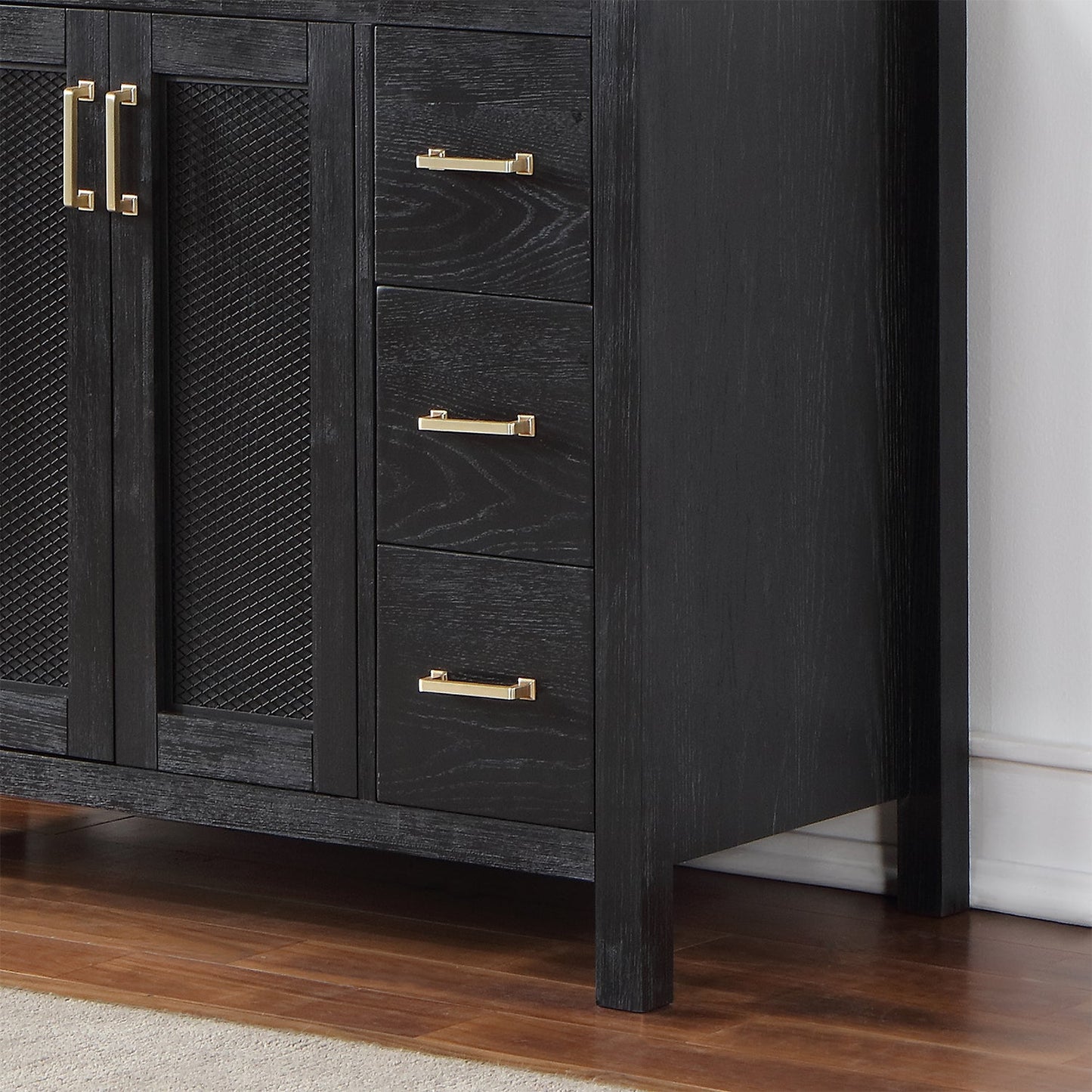 Hadiya 48" Single Bathroom Vanity Set in Black Oak with Aosta White Engineered Stone Countertop without Mirror