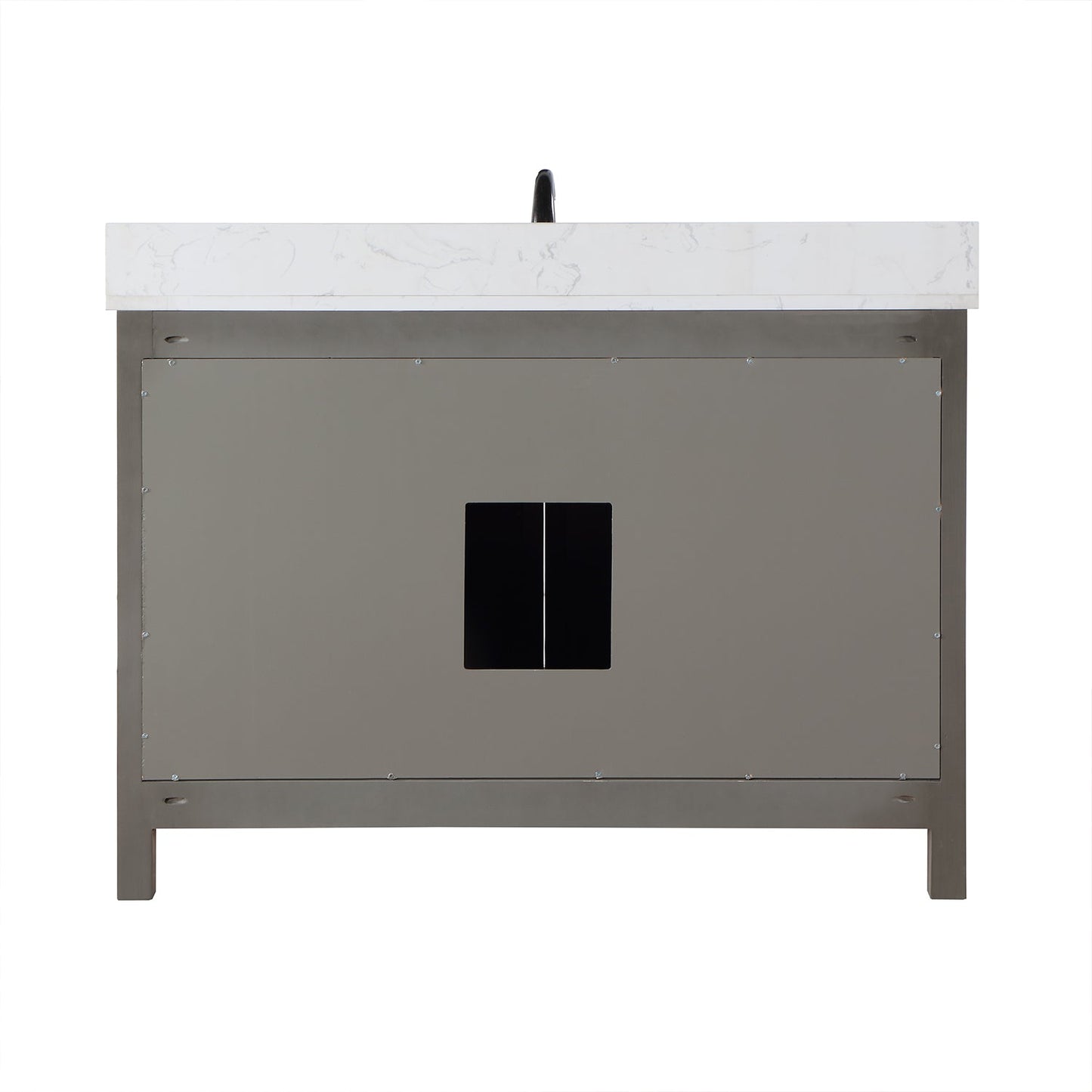 Hadiya 48" Single Bathroom Vanity Set in Gray Pine with Aosta White Engineered Stone Countertop with Mirror