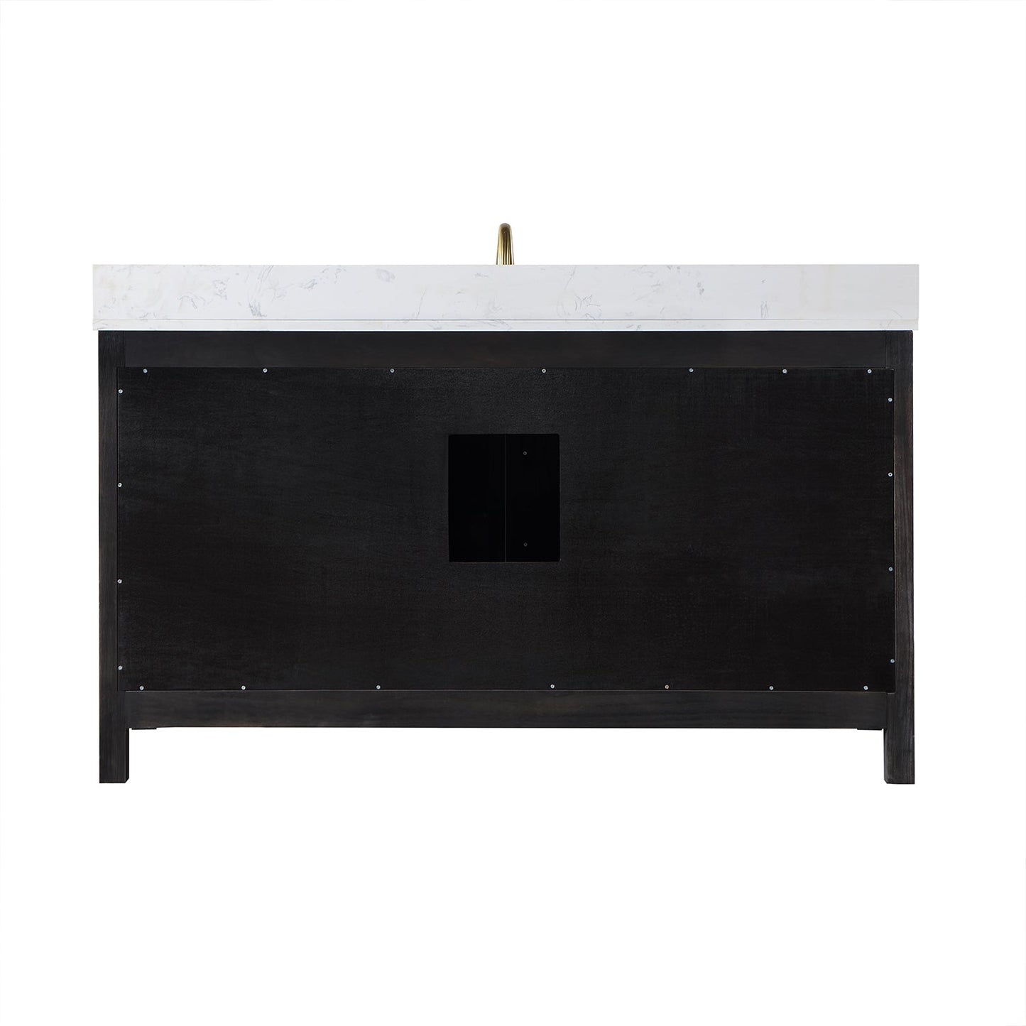Hadiya 60" Single Bathroom Vanity Set in Black Oak with Aosta White Engineered Stone Countertop without Mirror