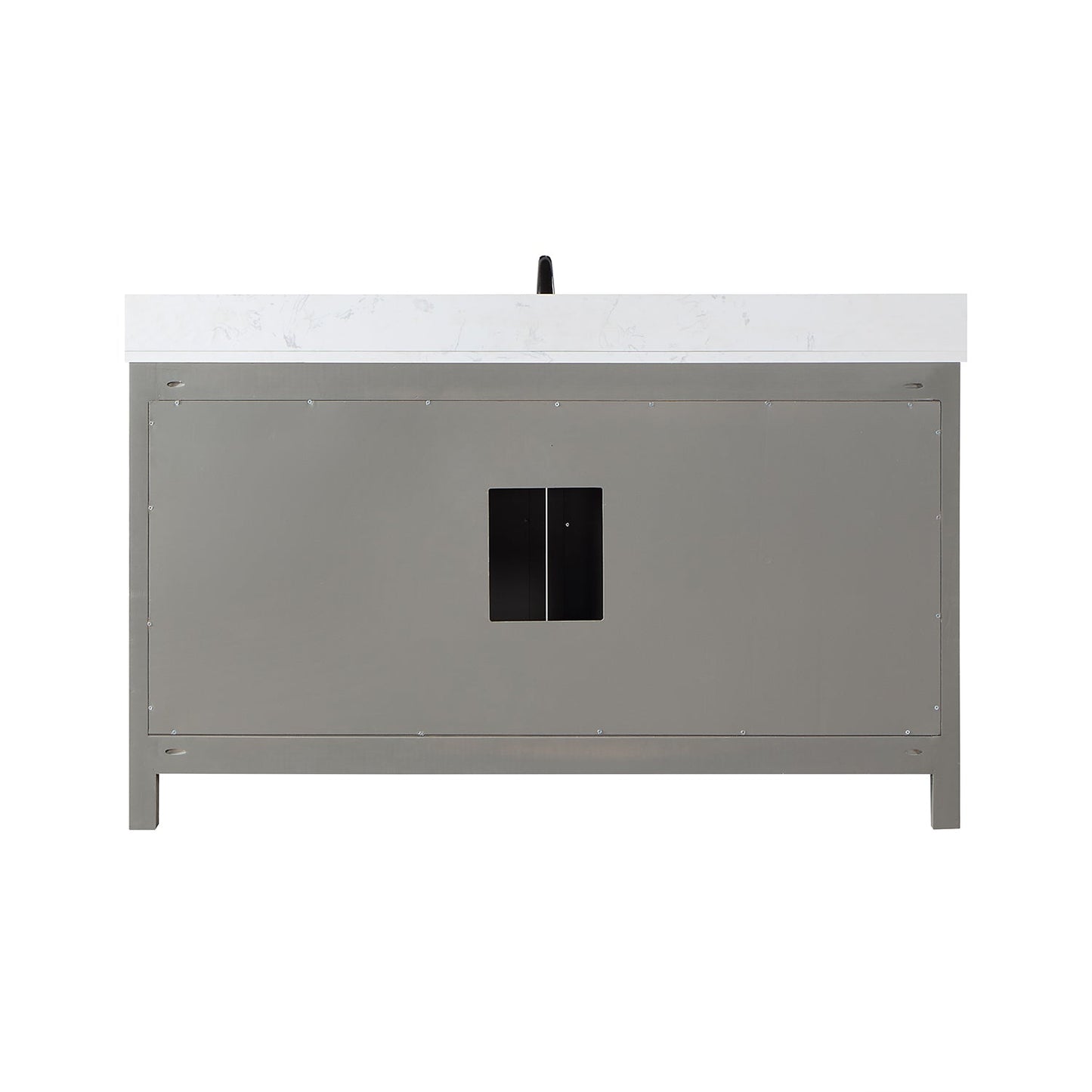 Hadiya 60" Single Bathroom Vanity Set in Gray Pine with Aosta White Engineered Stone Countertop with Mirror