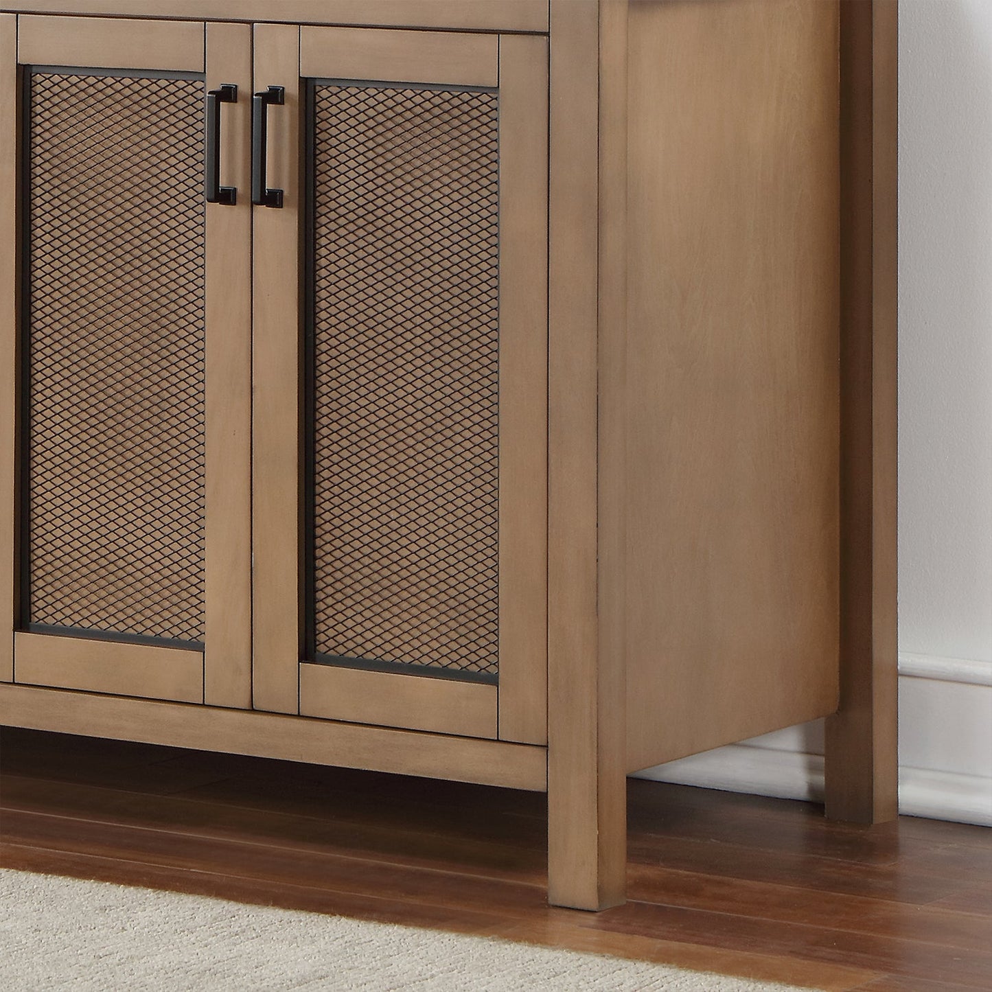 Hadiya 72" Double Bathroom Vanity Set in Brown Pine with Aosta White Engineered Stone Countertop with Mirror