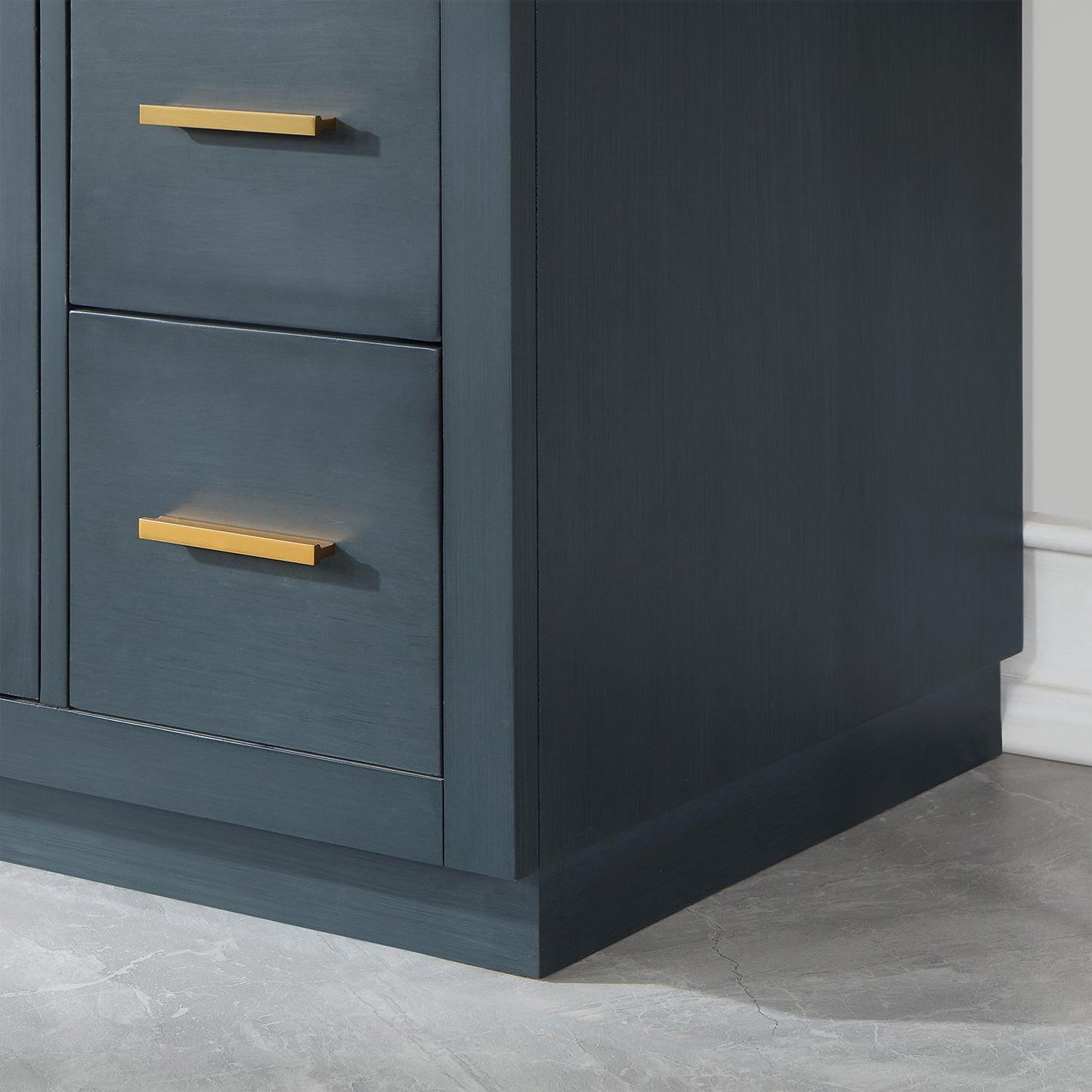 Gazsi 36" Single Bathroom Vanity Set in Classic Blue with Grain White Engineered Stone Countertop with Mirror