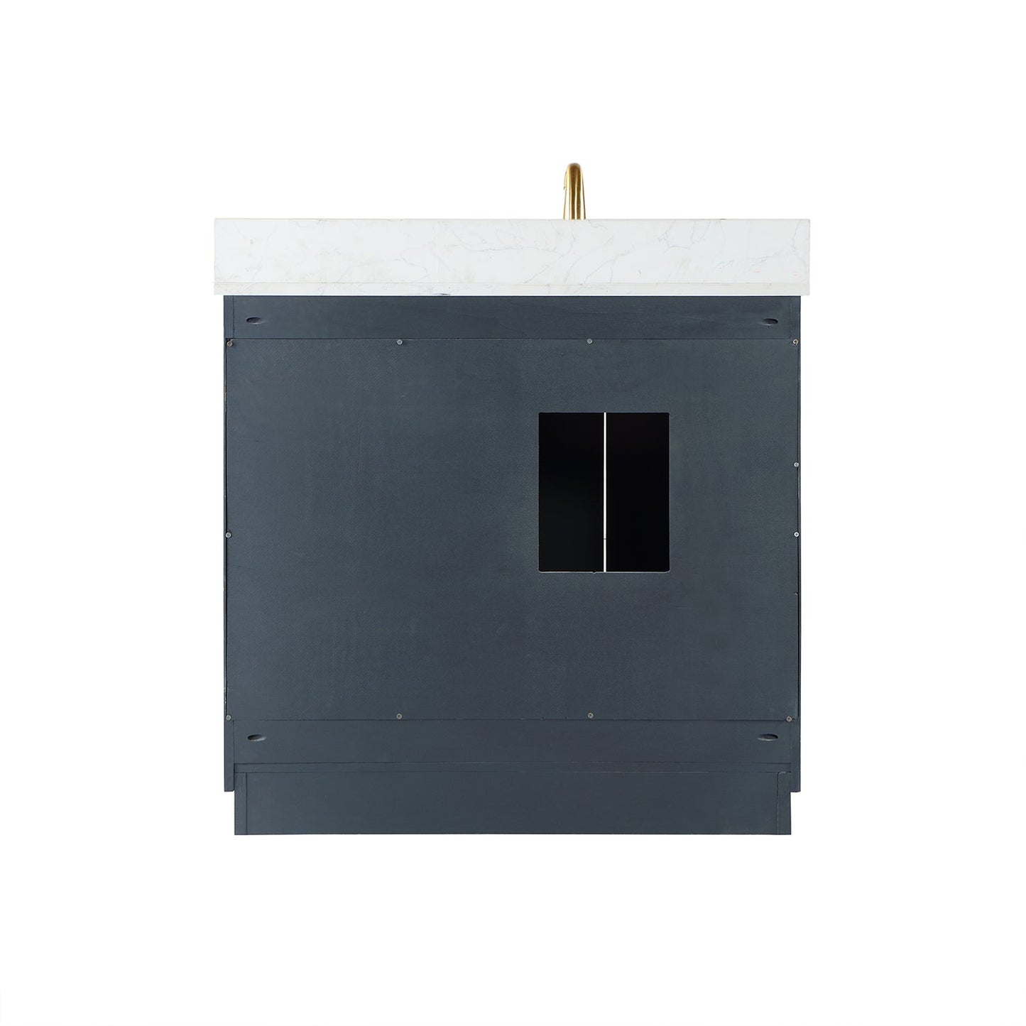 Gazsi 36" Single Bathroom Vanity Set in Classic Blue with Grain White Engineered Stone Countertop with Mirror