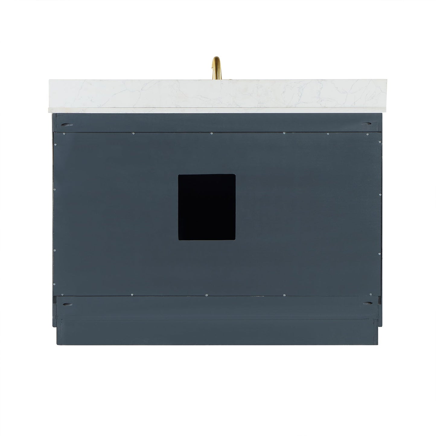 Gazsi 48" Single Bathroom Vanity Set in Classic Blue with Grain White Engineered Stone Countertop with Mirror
