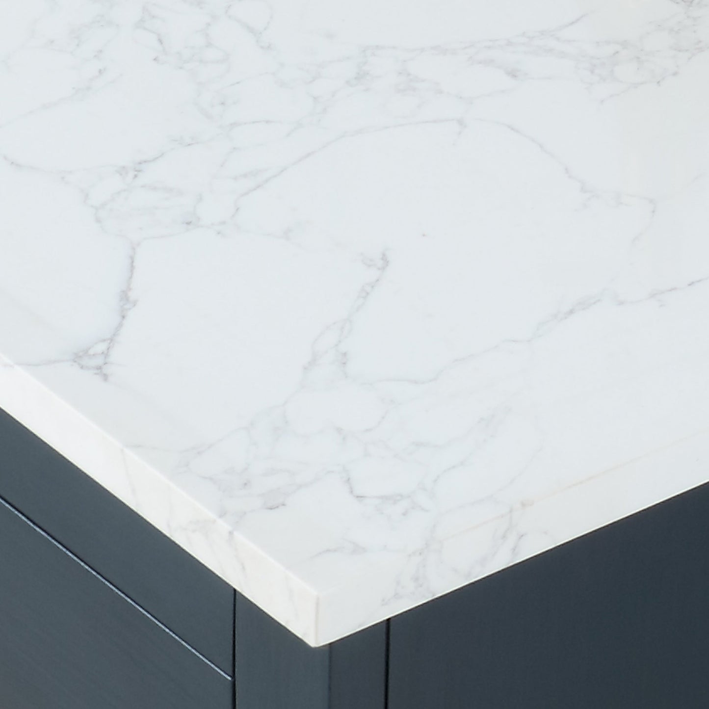 Gazsi 60" Single Bathroom Vanity Set in Classic Blue with Grain White Engineered Stone Countertop without Mirror