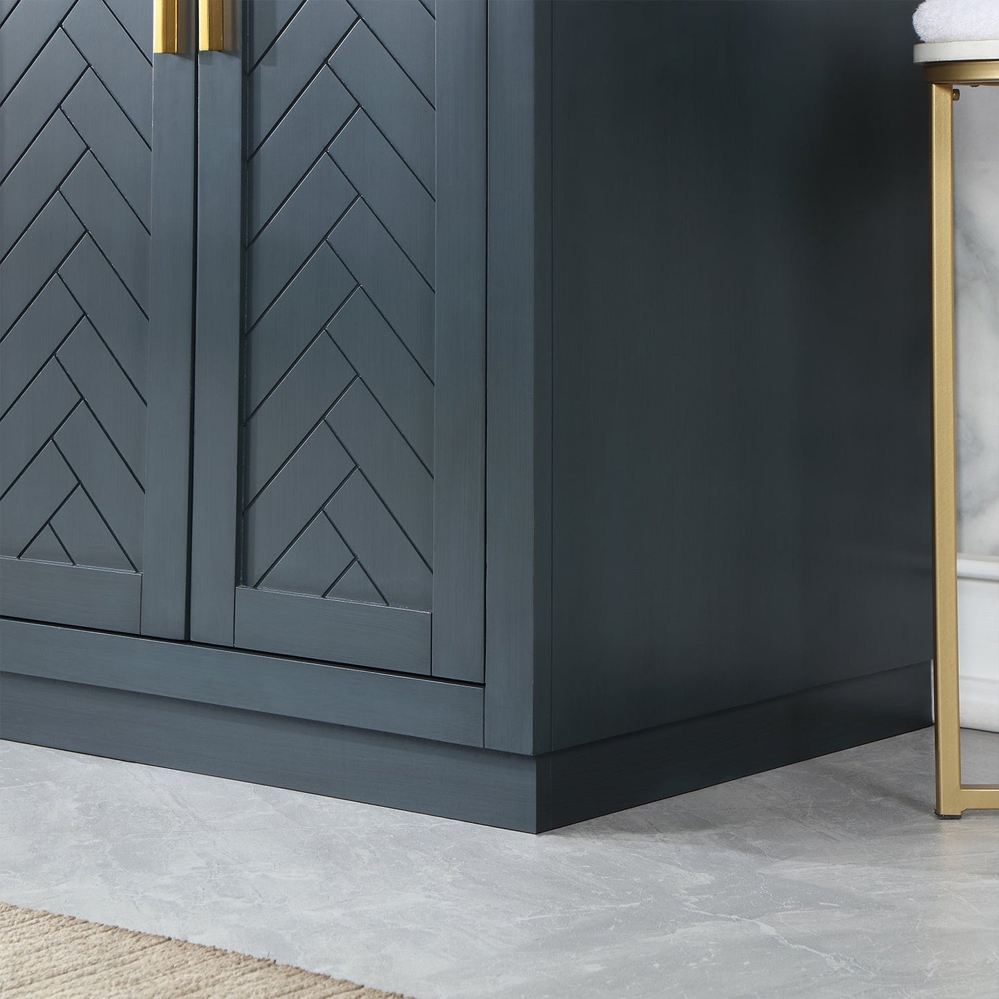 Gazsi 72" Double Bathroom Vanity Set in Classic Blue with Grain White Engineered Stone Countertop without Mirror