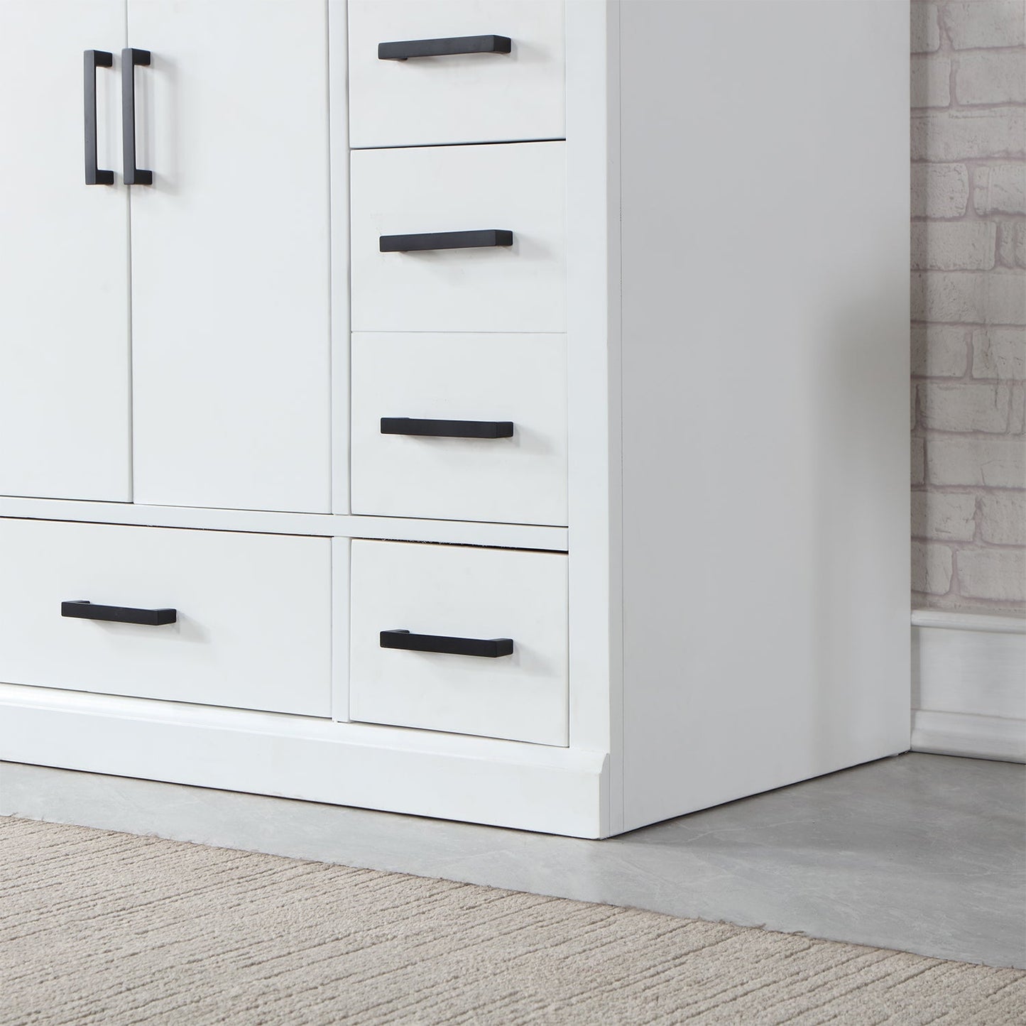Monna 48" Single Bathroom Vanity Set in White with Concrete Grey Engineered Stone Countertop with Mirror
