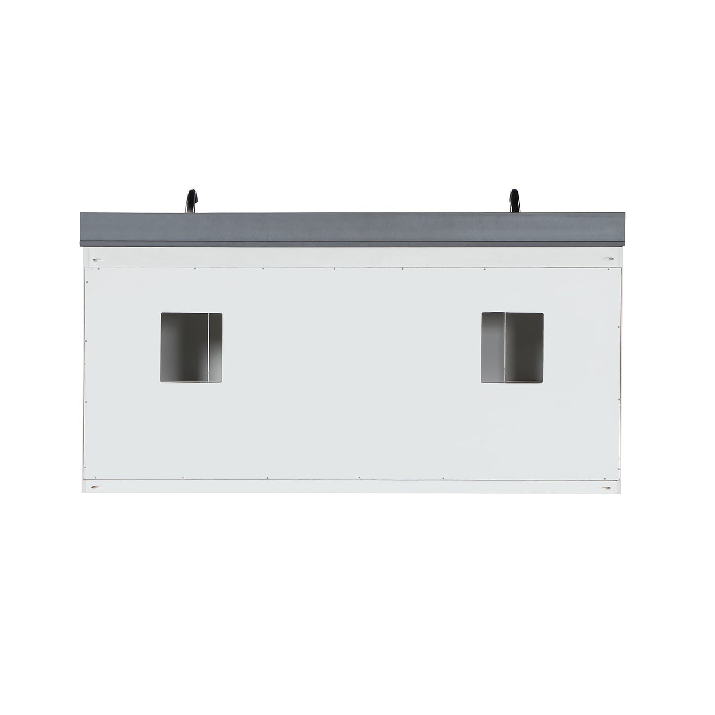 Monna 72" Double Bathroom Vanity Set in White with Concrete Grey Engineered Stone Countertop without Mirror