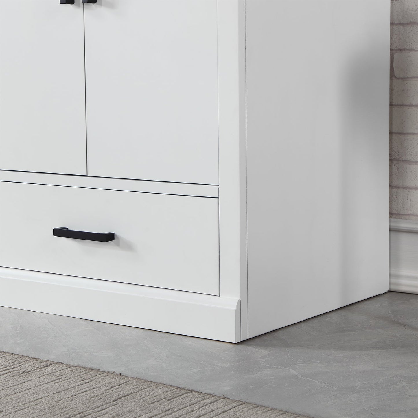 Monna 72" Double Bathroom Vanity Set in White with Concrete Grey Engineered Stone Countertop with Mirror