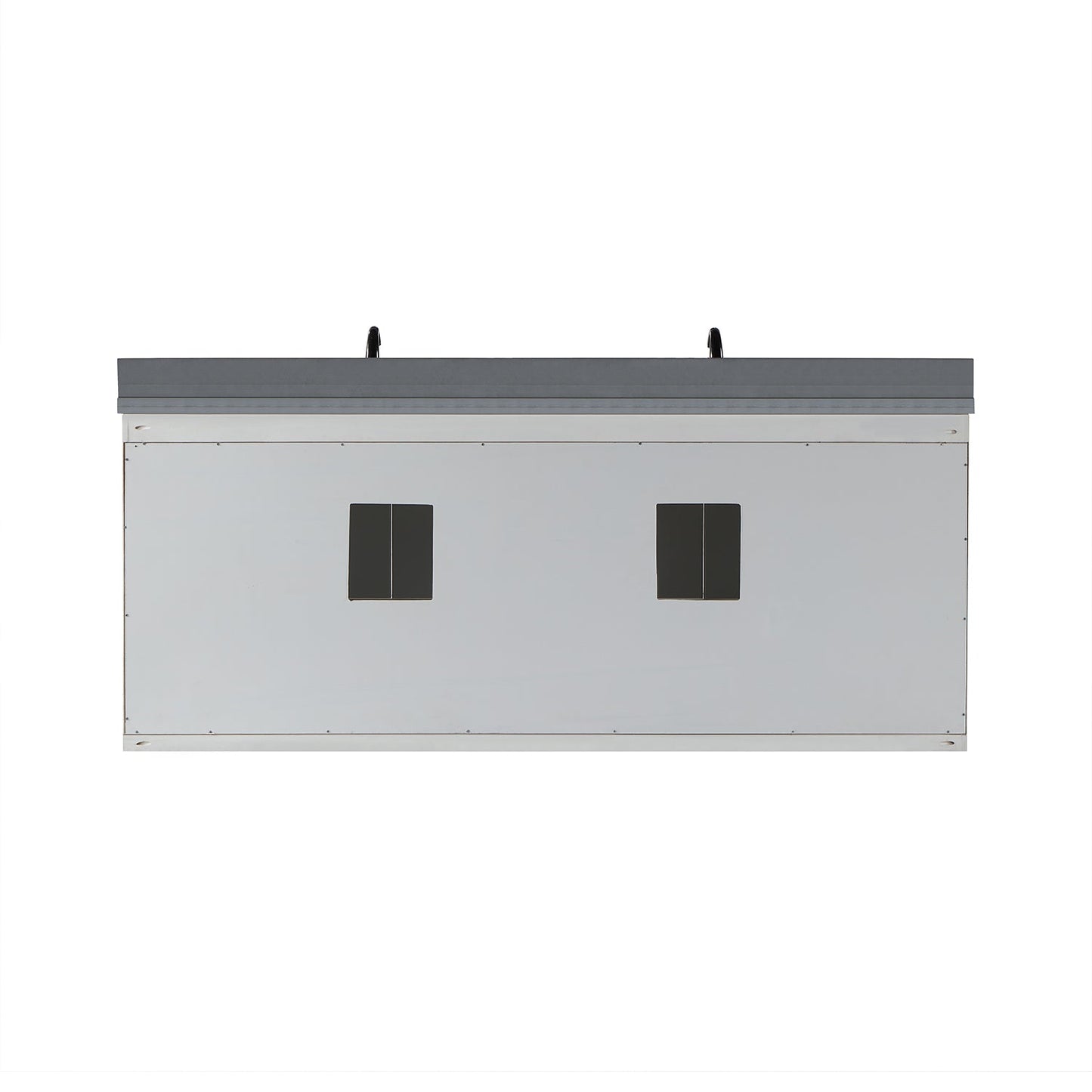 Monna 84" Double Bathroom Vanity Set in White with Concrete Grey Engineered Stone Countertop without Mirror