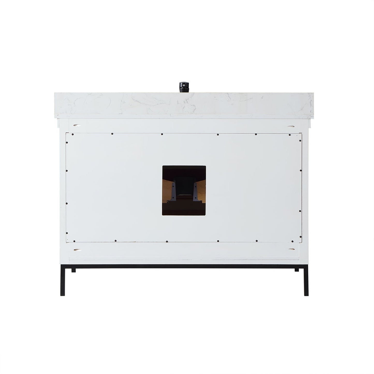Kesia 48" Single Bathroom Vanity Set in White with Aosta White Engineered Stone Countertop with Mirror