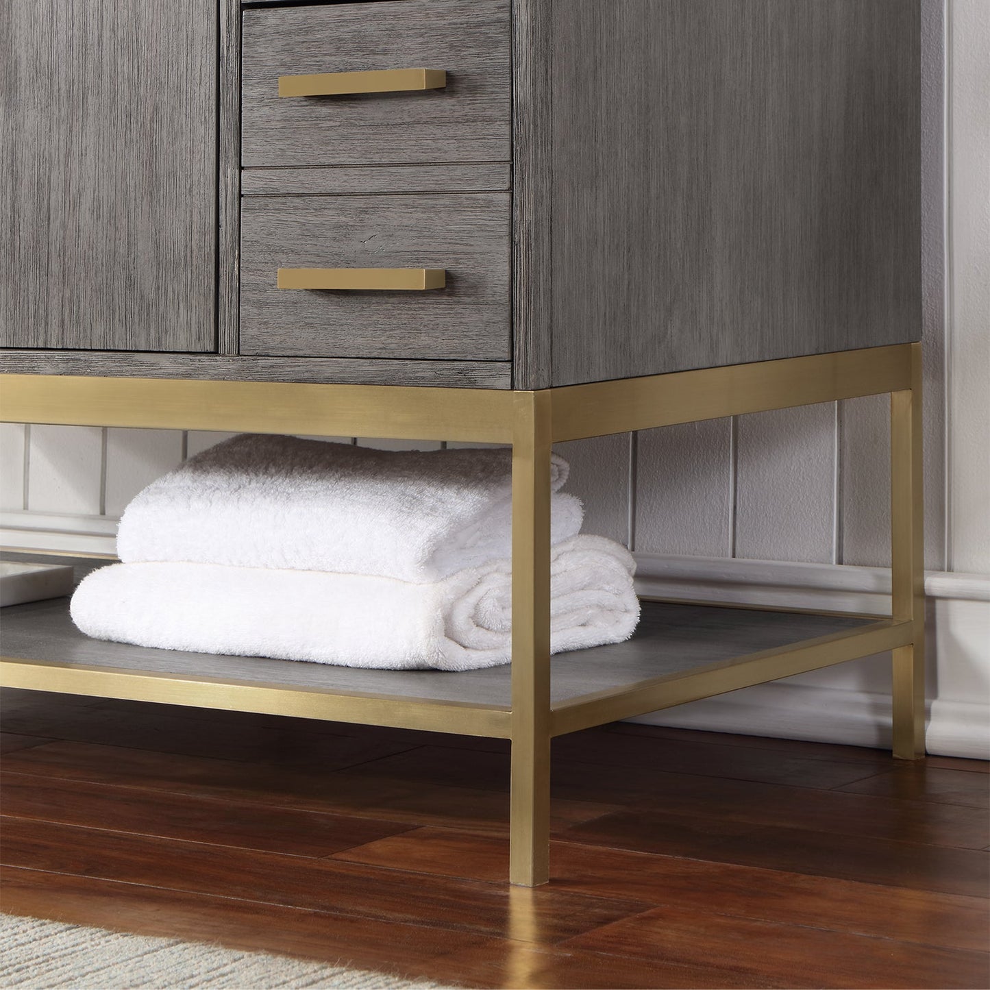 Wildy 48" Single Bathroom Vanity Set in Classical Grey with Grain White Engineered Stone Countertop without Mirror