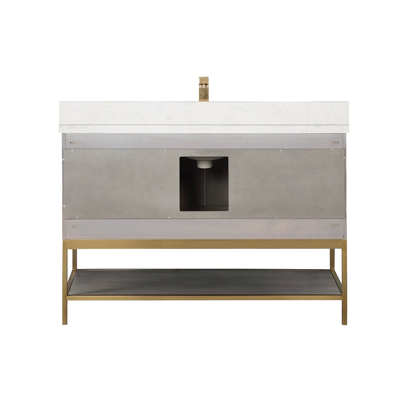 Wildy 48" Single Bathroom Vanity Set in Classical Grey with Grain White Engineered Stone Countertop without Mirror