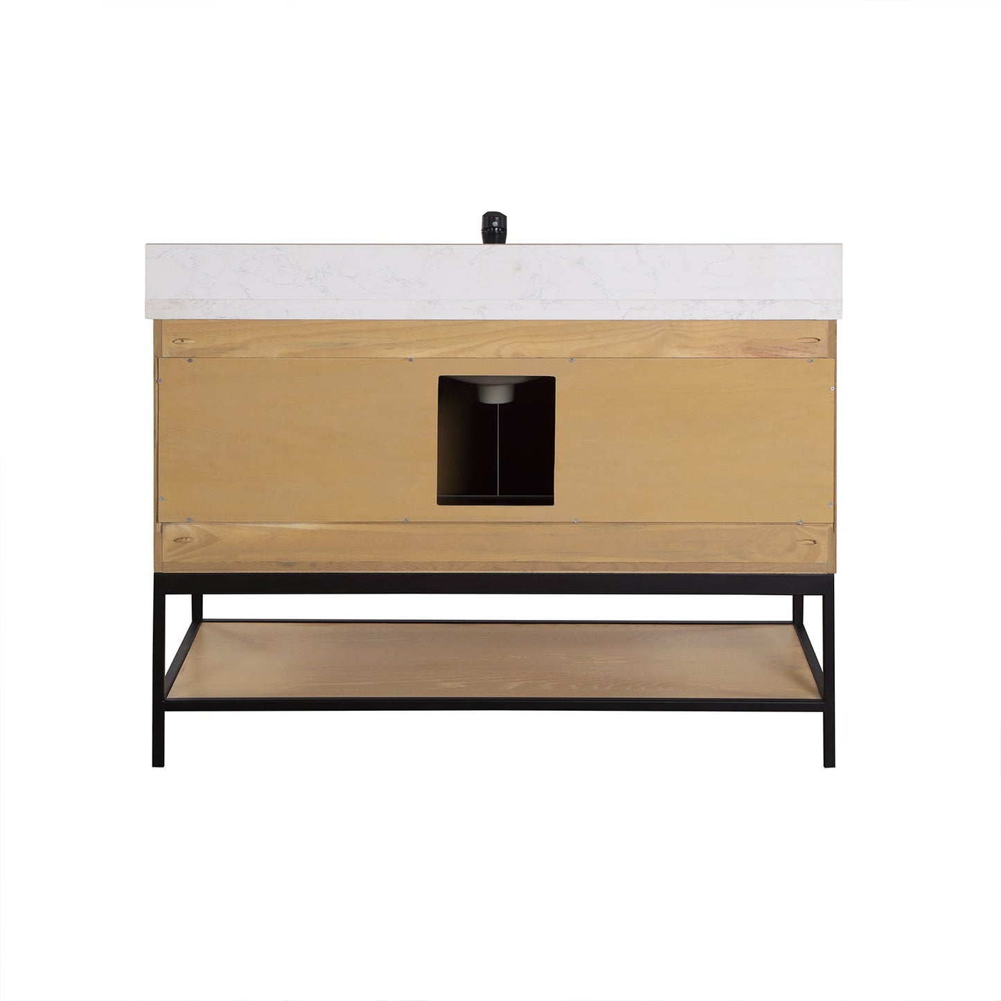 Wildy 48" Single Bathroom Vanity Set in Washed Oak with Grain White Engineered Stone Countertop without Mirror