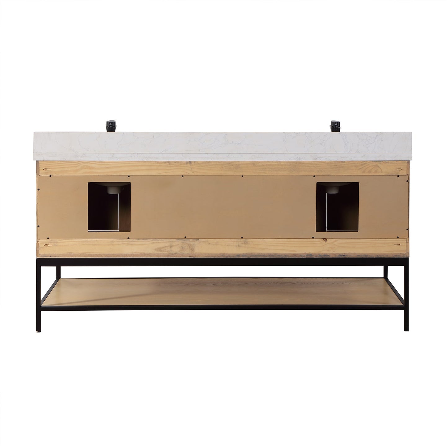 Wildy 72" Double Bathroom Vanity Set in Washed Oak with Grain White Engineered Stone Countertop without Mirror