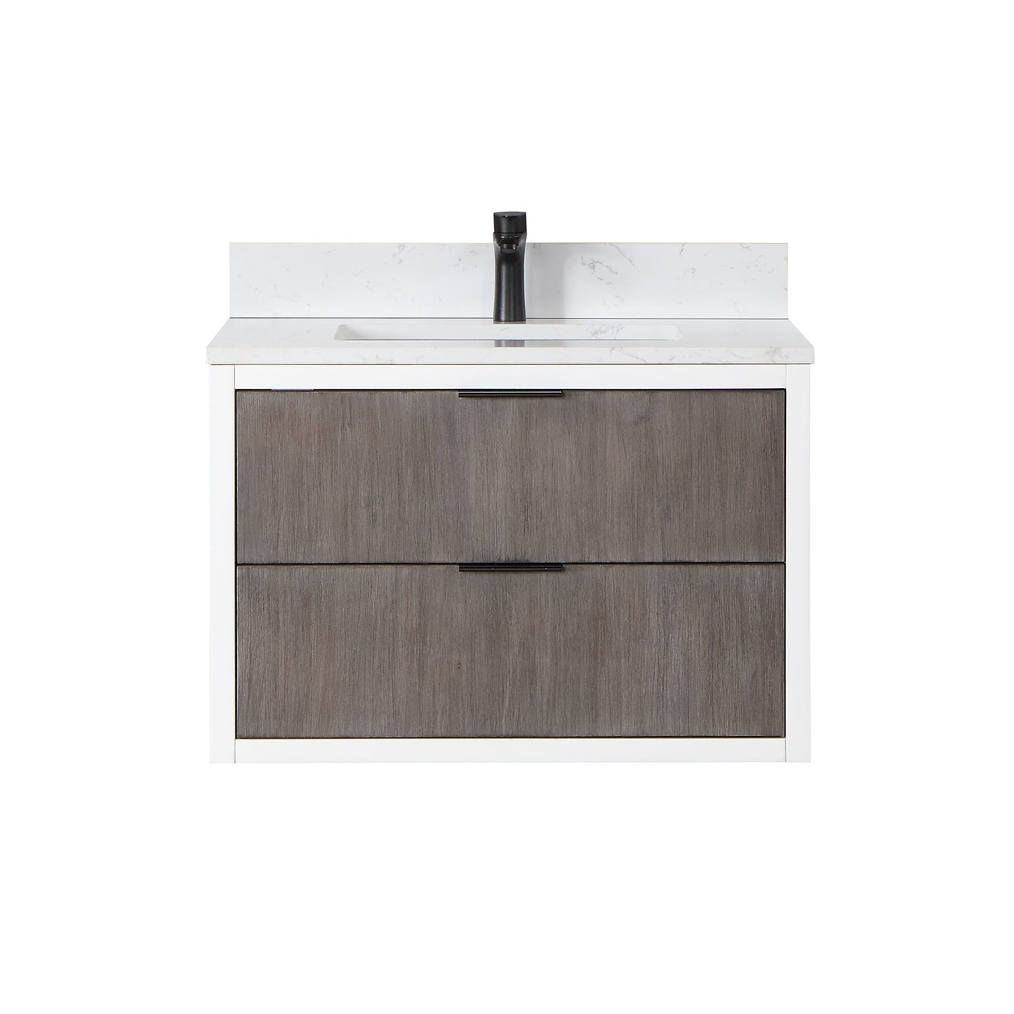 Dione 30" Single Bathroom Vanity in Classical Gray with Aosta White Engineered Stone Countertop without Mirror