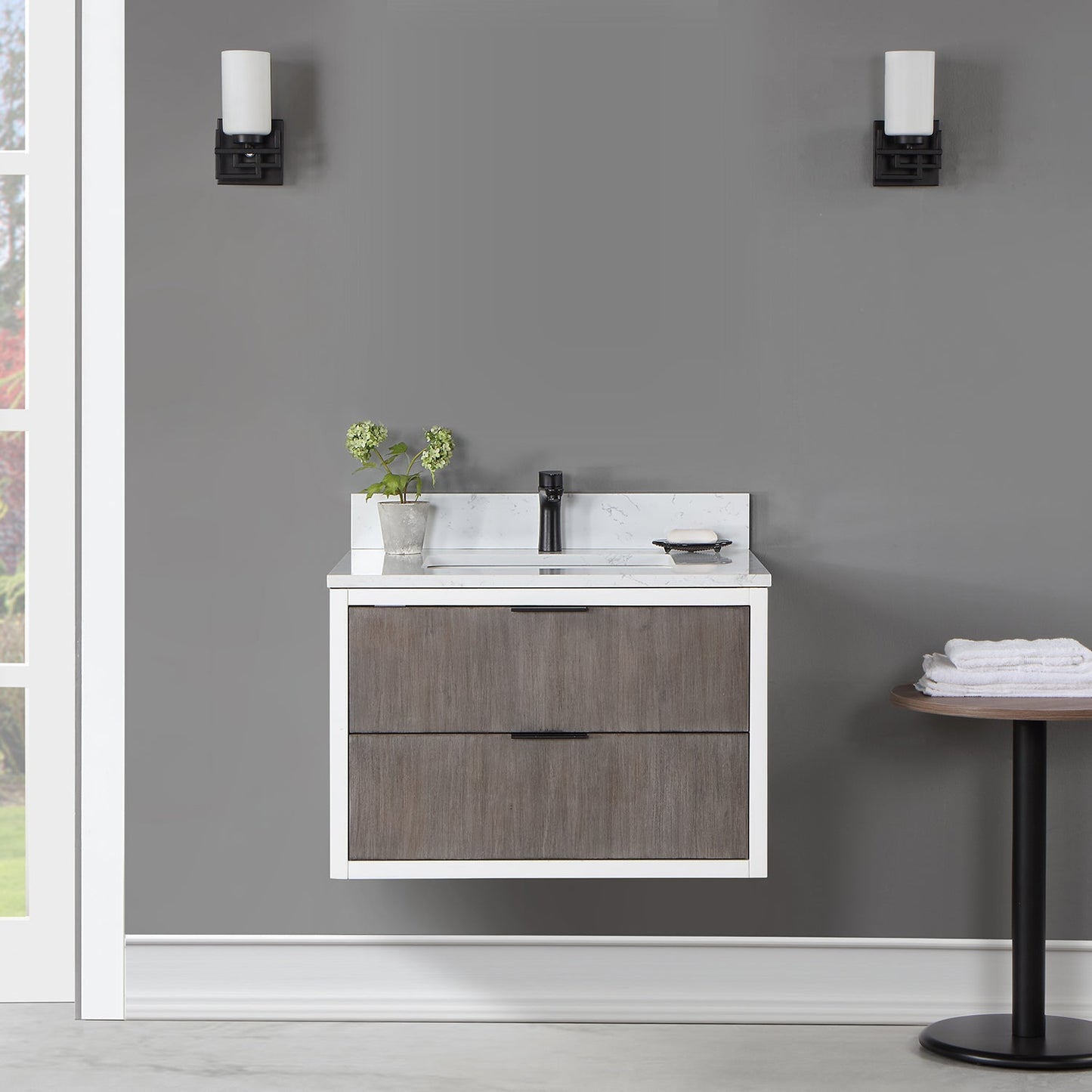 Dione 30" Single Bathroom Vanity in Classical Gray with Aosta White Engineered Stone Countertop without Mirror