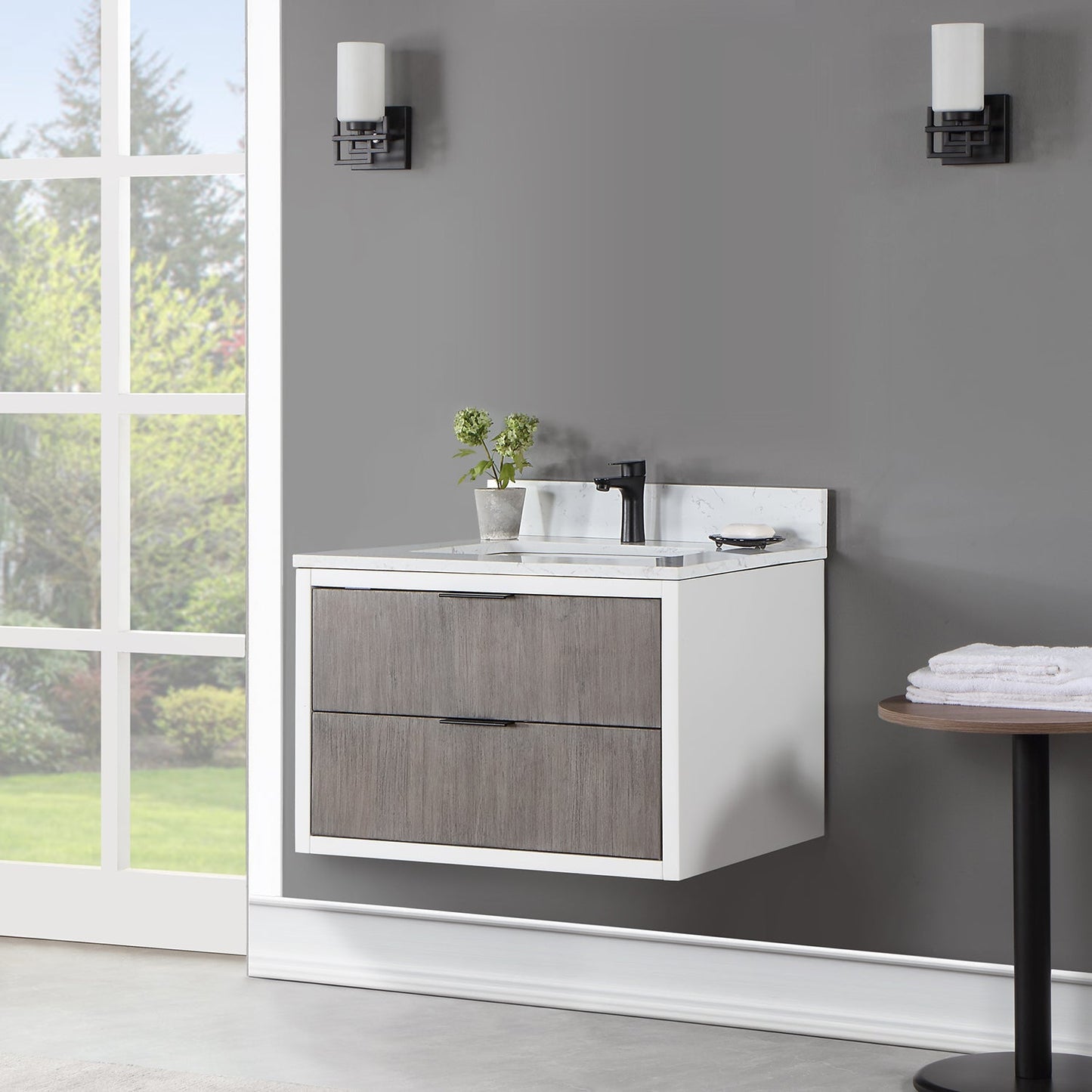 Dione 30" Single Bathroom Vanity in Classical Gray with Aosta White Engineered Stone Countertop without Mirror