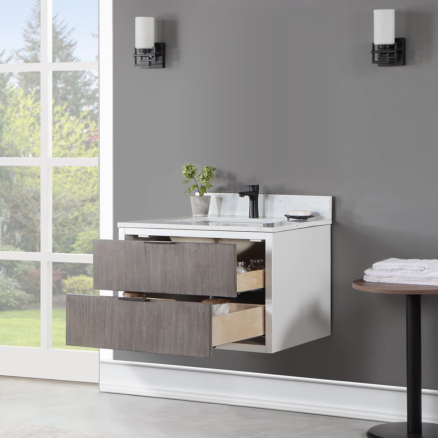 Dione 30" Single Bathroom Vanity in Classical Gray with Aosta White Engineered Stone Countertop without Mirror