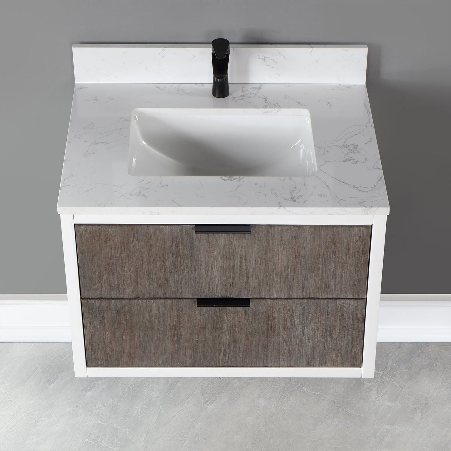 Dione 30" Single Bathroom Vanity in Classical Gray with Aosta White Engineered Stone Countertop without Mirror