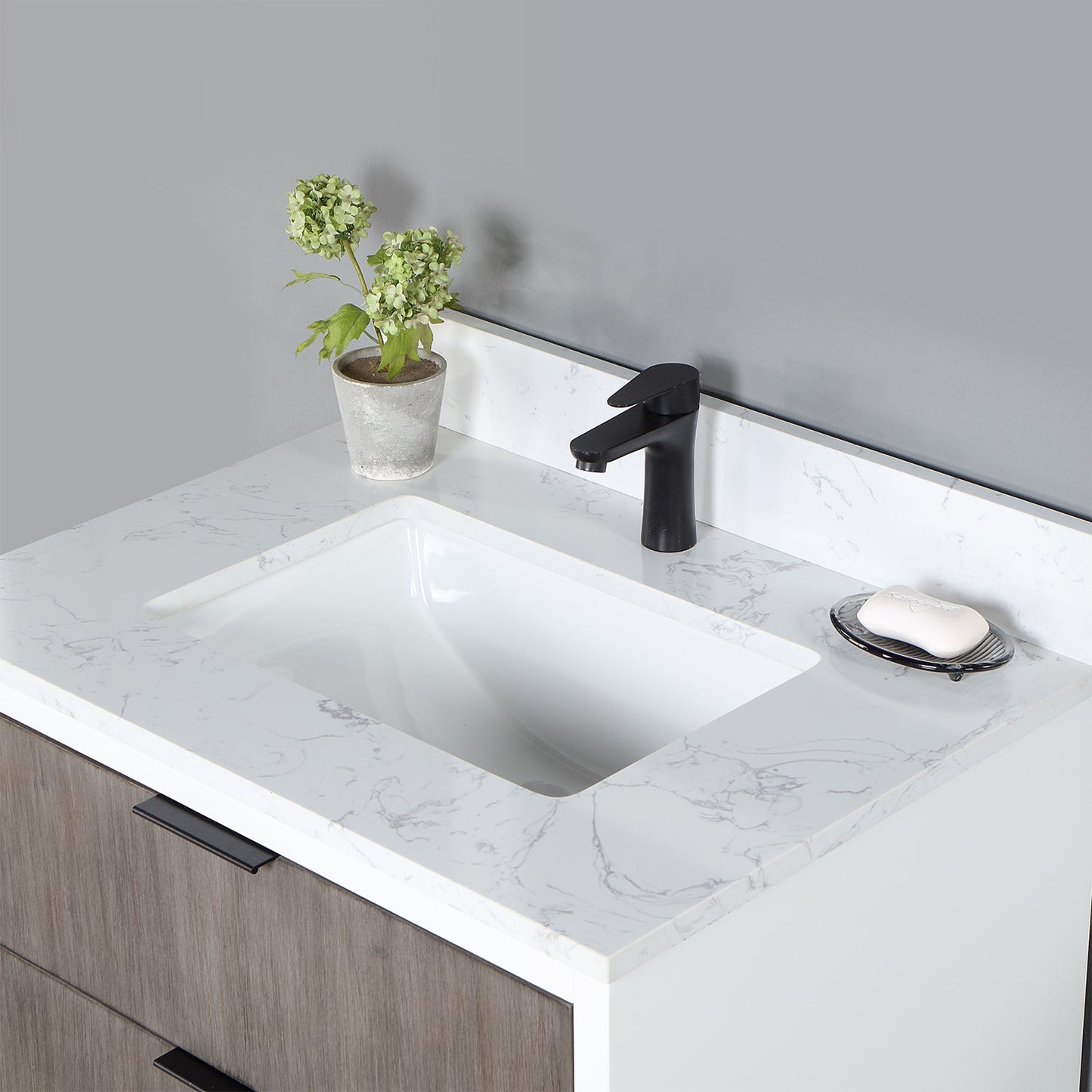 Dione 30" Single Bathroom Vanity in Classical Gray with Aosta White Engineered Stone Countertop without Mirror