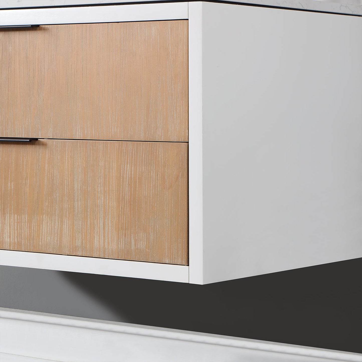 Dione 36" Single Bathroom Vanity in Weathered Pine with Aosta White Engineered Stone Countertop with Mirror