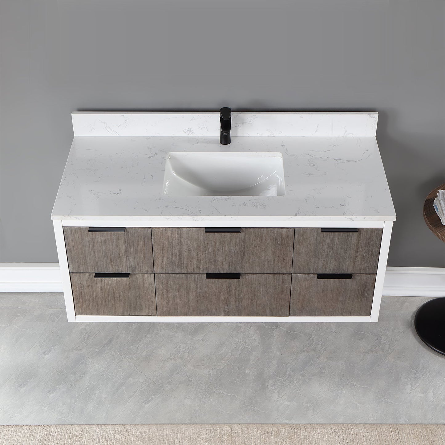 Dione 48" Single Bathroom Vanity in Classical Gray with Aosta White Engineered Stone Countertop without Mirror