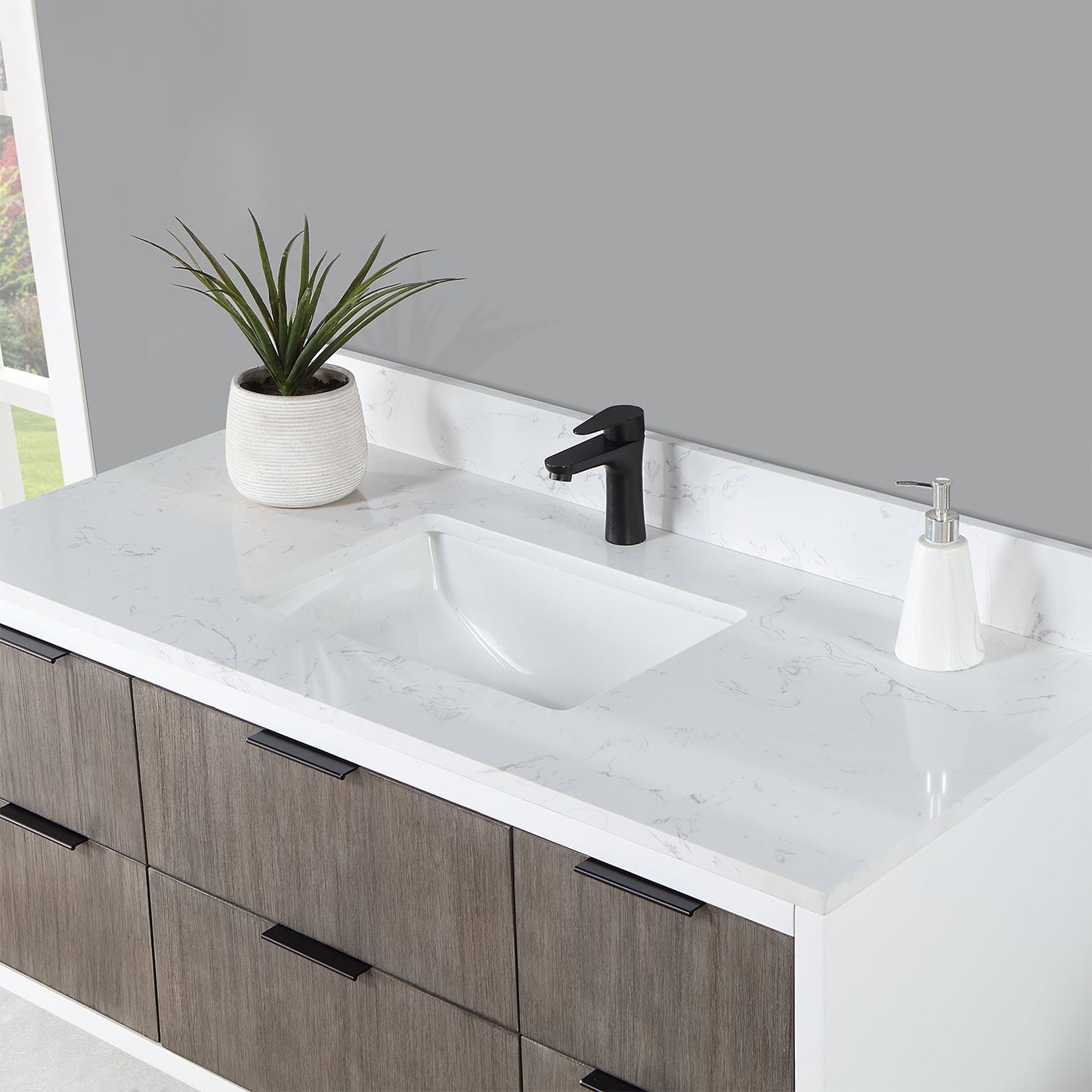 Dione 48" Single Bathroom Vanity in Classical Gray with Aosta White Engineered Stone Countertop without Mirror
