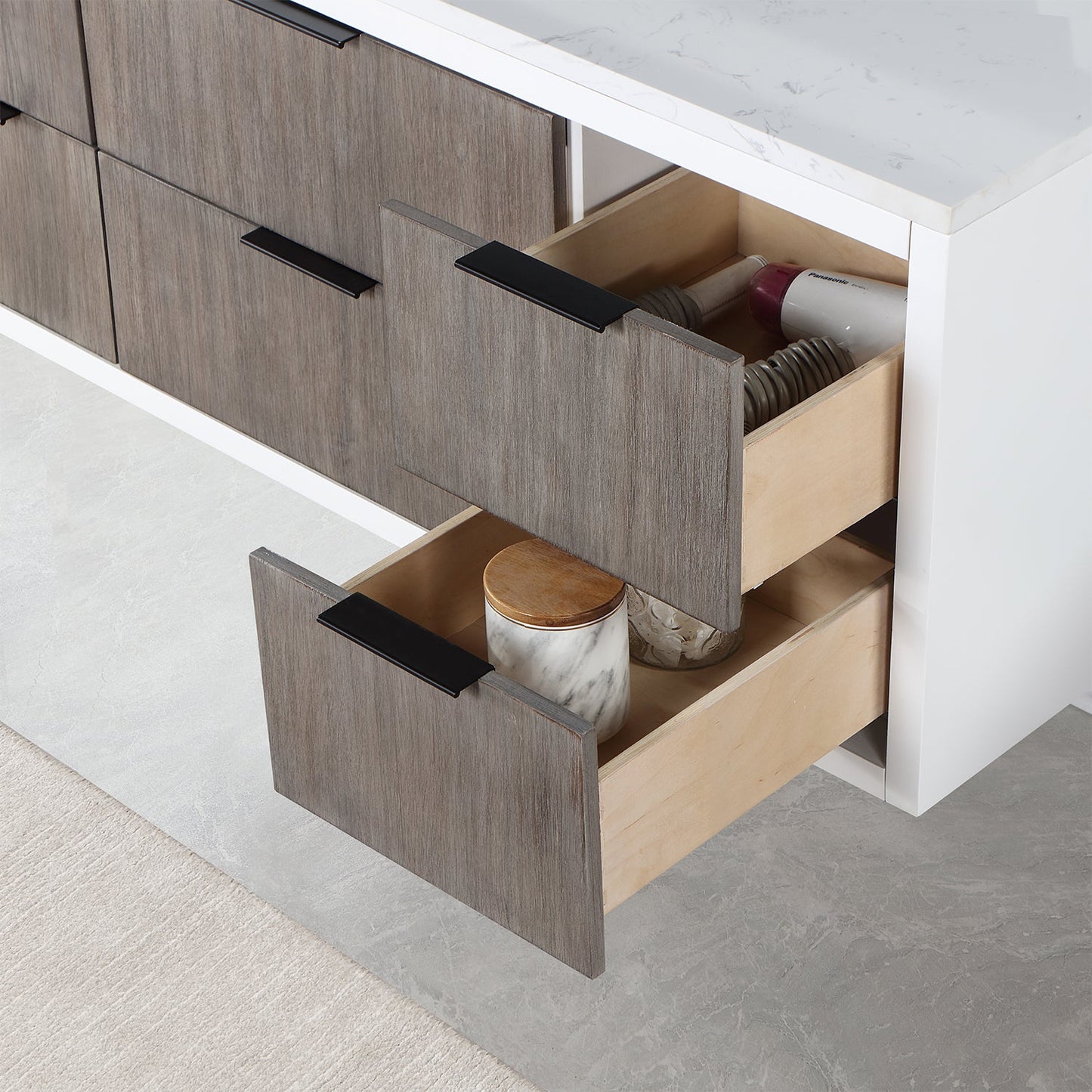 Dione 48" Single Bathroom Vanity in Classical Gray with Aosta White Engineered Stone Countertop without Mirror