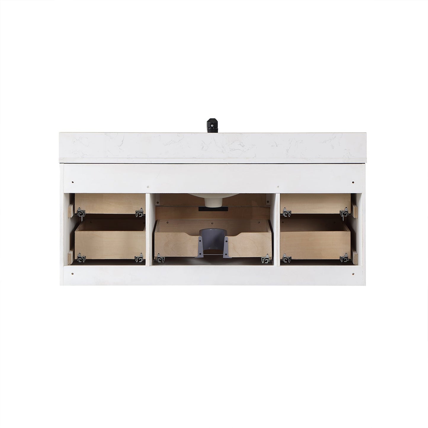 Dione 48" Single Bathroom Vanity in Weathered Pine with Aosta White Engineered Stone Countertop without Mirror