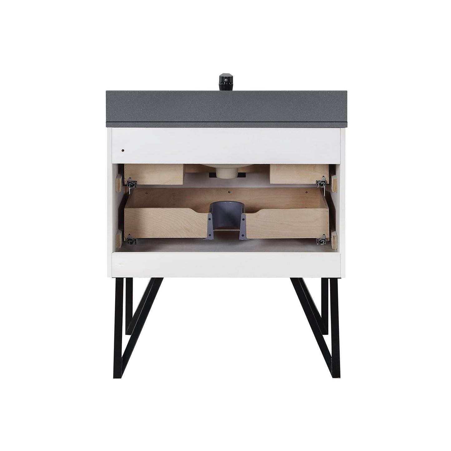 Helios 30" Single Bathroom Vanity in White with Concrete Gray Engineered Stone Countertop without Mirror