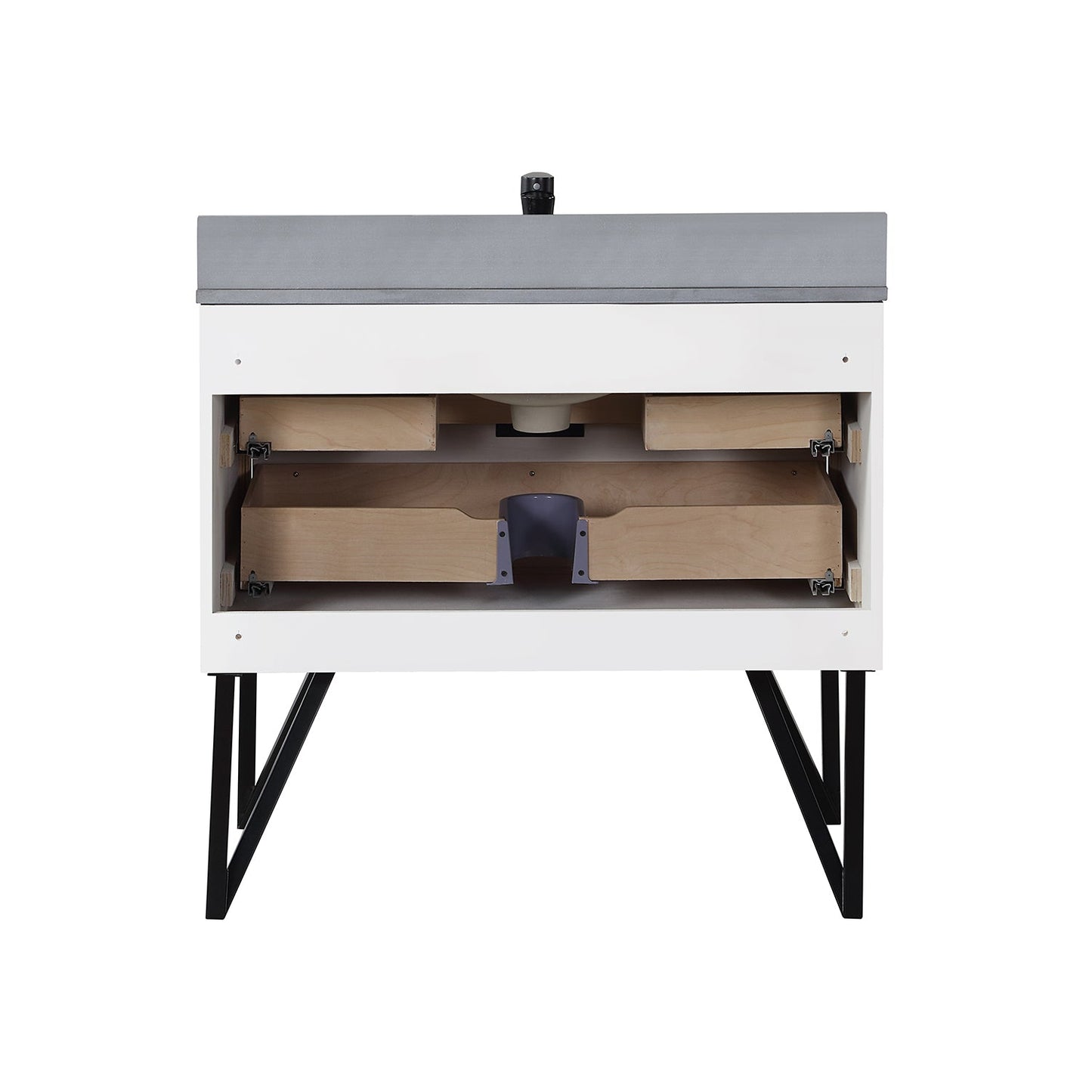 Helios 36" Single Bathroom Vanity in White with Concrete Gray Engineered Stone Countertop without Mirror
