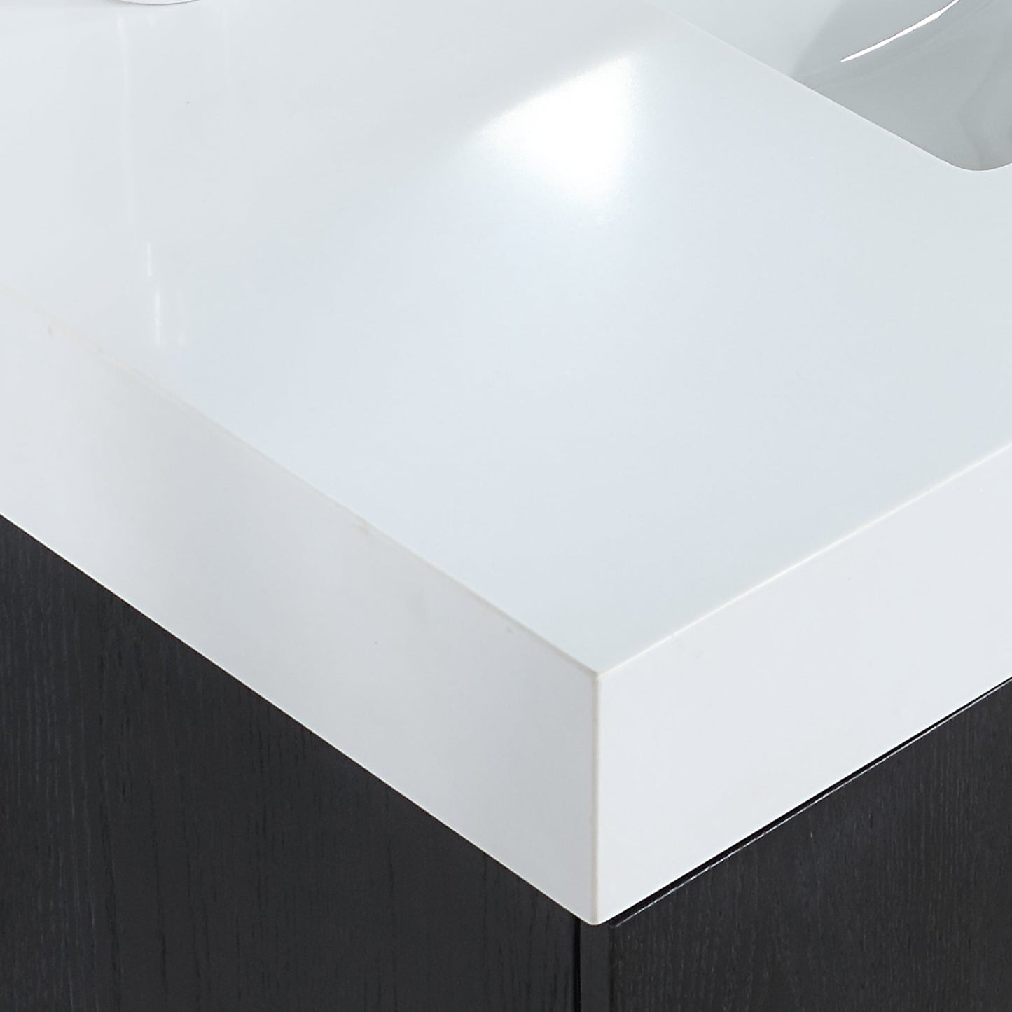 Bianco 42" Single Bathroom Vanity in Black Oak with Brushed Gold Support Base and White Engineered Stone Countertop without Mirror