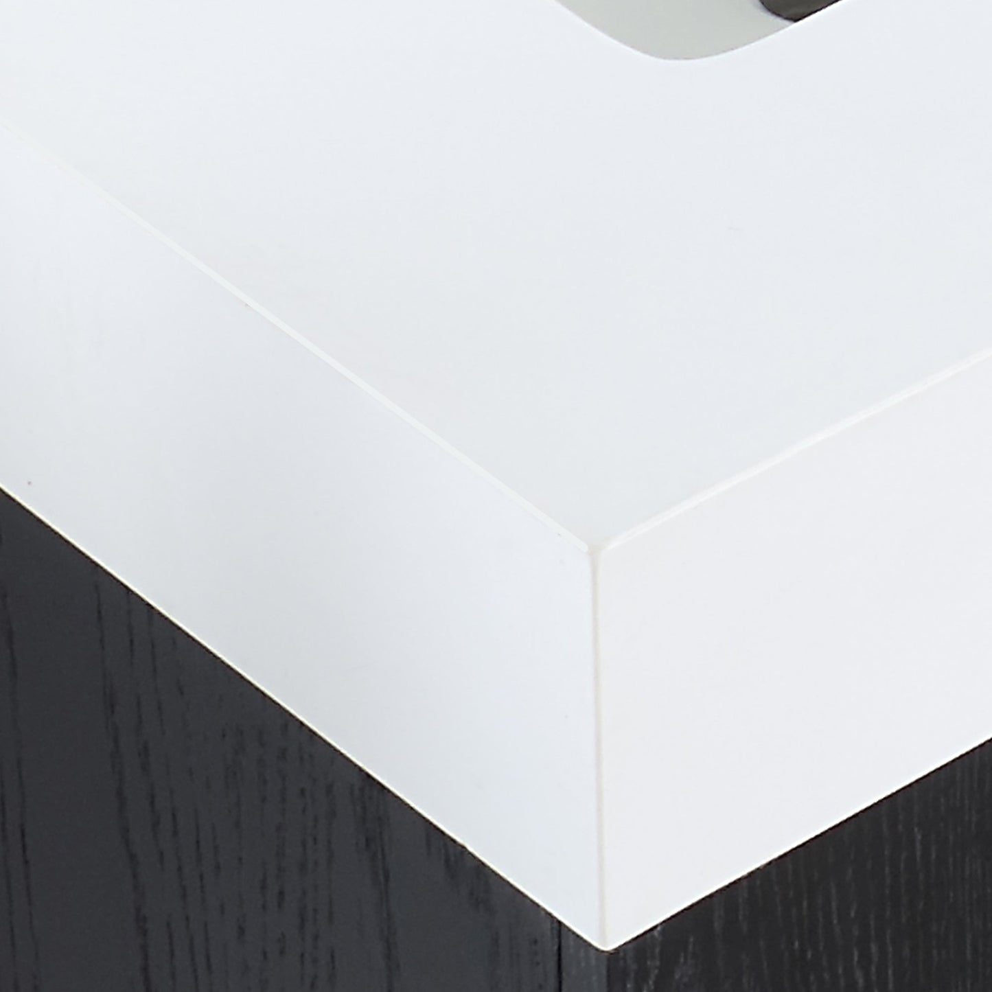 Bianco 60" Double Bathroom Vanity in Black Oak with Brushed Gold Support Base and White Engineered Stone Countertop without Mirror
