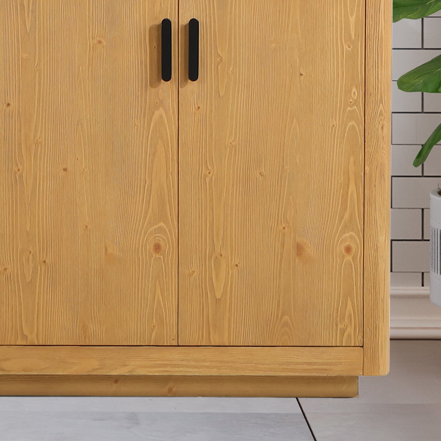 Perla 72" Double Bathroom Vanity in Natural Wood with Grain White Engineered Stone Countertop without Mirror