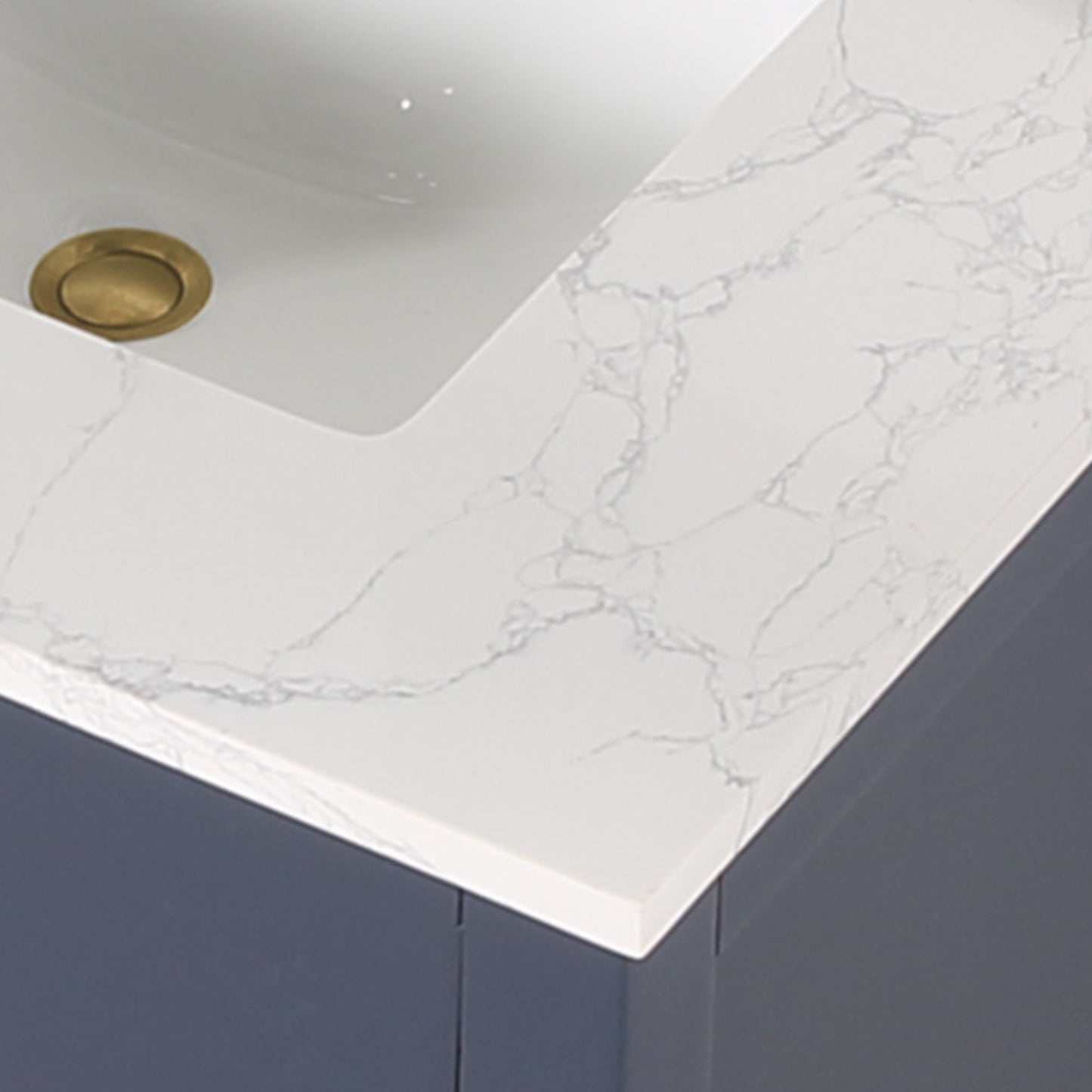 Gavino 30" Single Bathroom Vanity in Royal Blue with Grain White Engineered Stone Countertop without Mirror