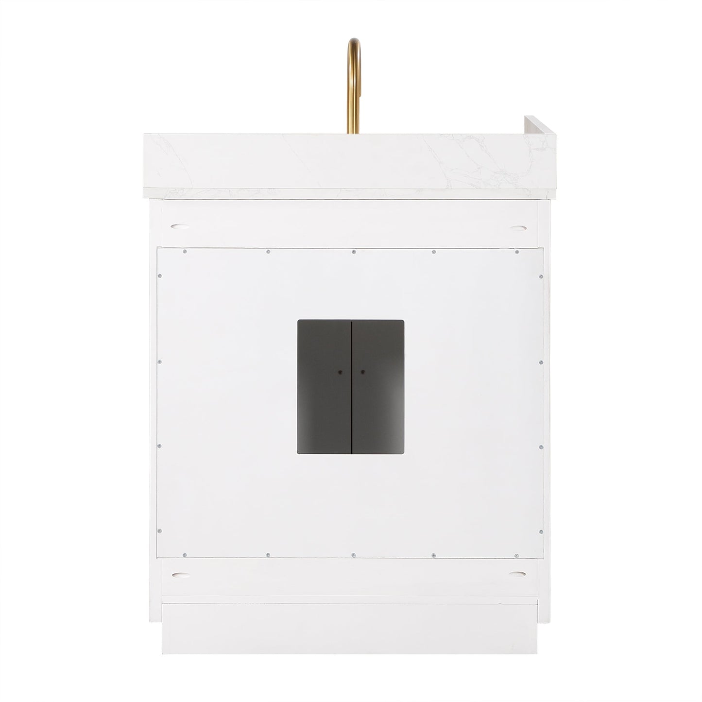 Gavino 30" Single Bathroom Vanity in White with Grain White Engineered Stone Countertop with Mirror